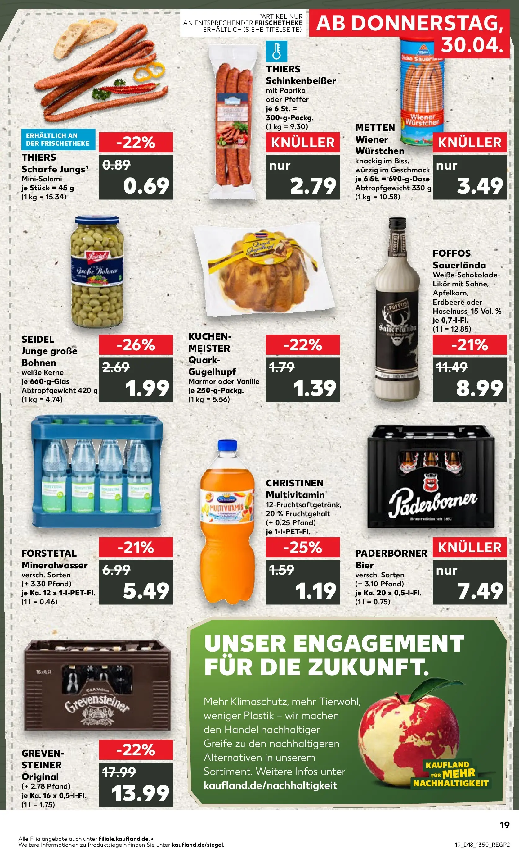 Prospekt Kaufland ab 30.04.2026 » Angebote Online zum Blättern | Seite: 19 | Produkte: Wiener wurstchen, Quark, Mineralwasser, Pfeffer