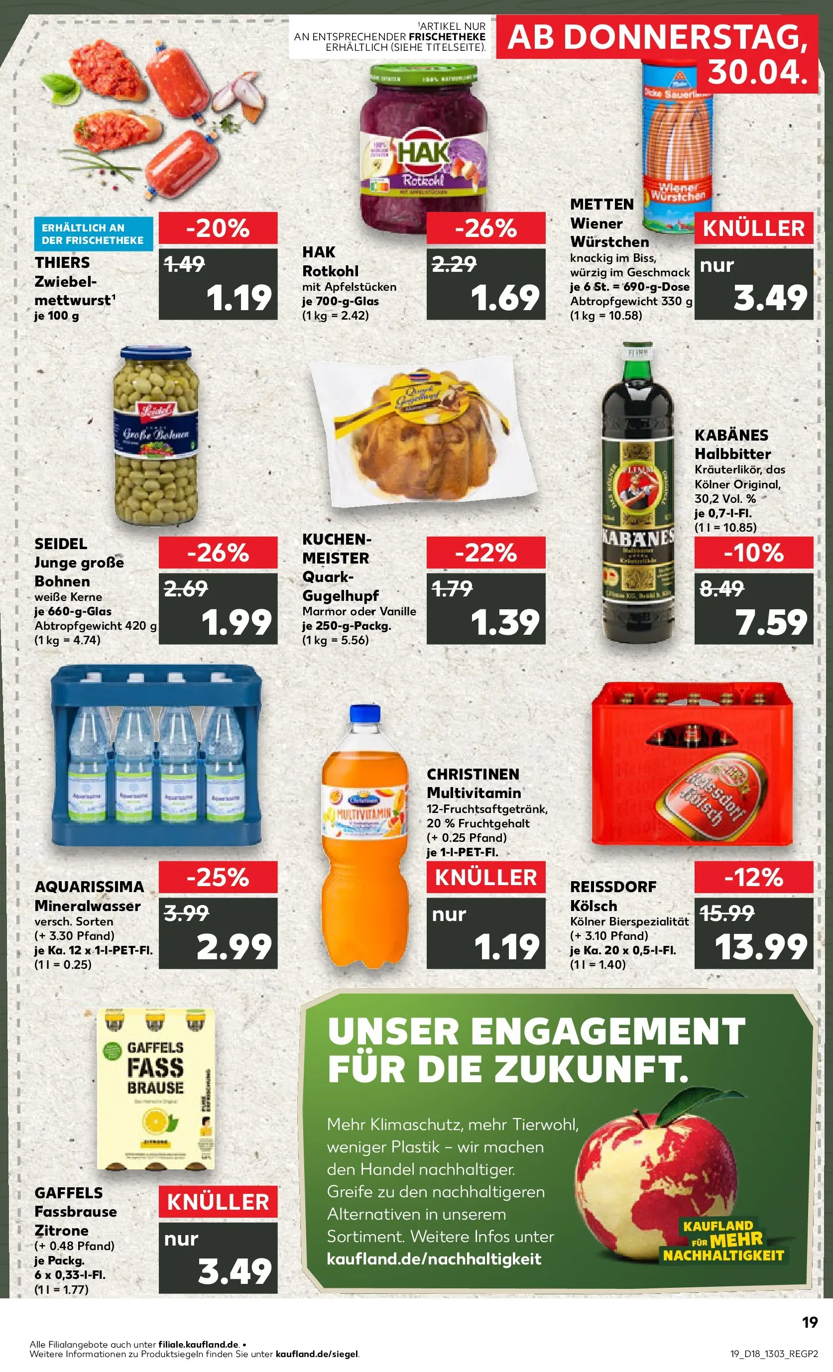 Prospekt Kaufland ab 30.04.2026 » Angebote Online zum Blättern | Seite: 19 | Produkte: Wiener wurstchen, Mineralwasser, Zitrone, Kuchen
