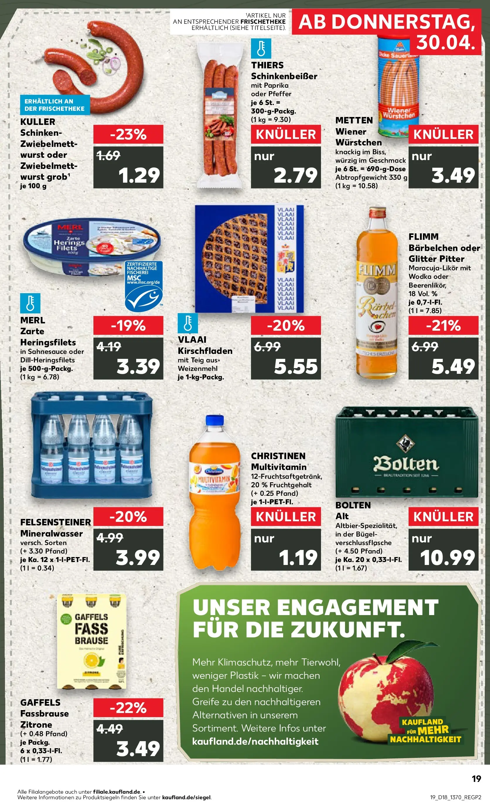 Prospekt Kaufland ab 30.04.2026 » Angebote Online zum Blättern | Seite: 19 | Produkte: Weizenmehl, Mineralwasser, Pfeffer, Wurst