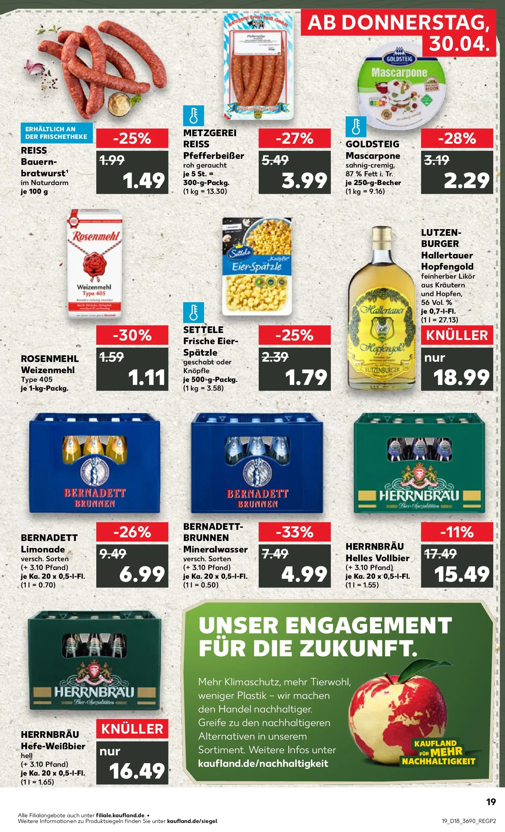 Prospekt Kaufland ab 30.04.2026 » Angebote Online zum Blättern | Seite: 19 | Produkte: Mascarpone, Likör, Limonade, Mineralwasser