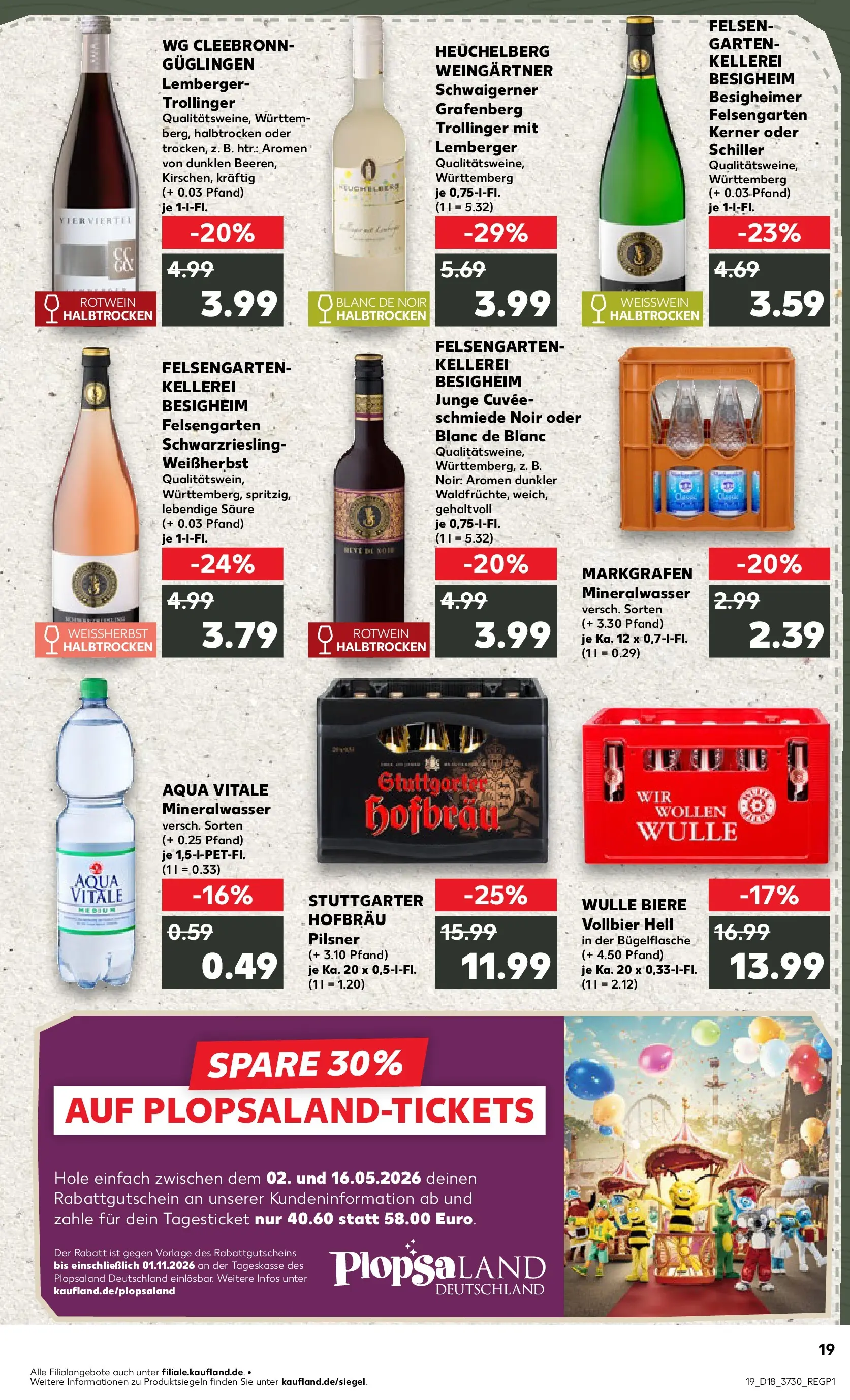 Prospekt Kaufland ab 30.04.2026 » Angebote Online zum Blättern | Seite: 19 | Produkte: Weißwein, Rotwein, Mineralwasser