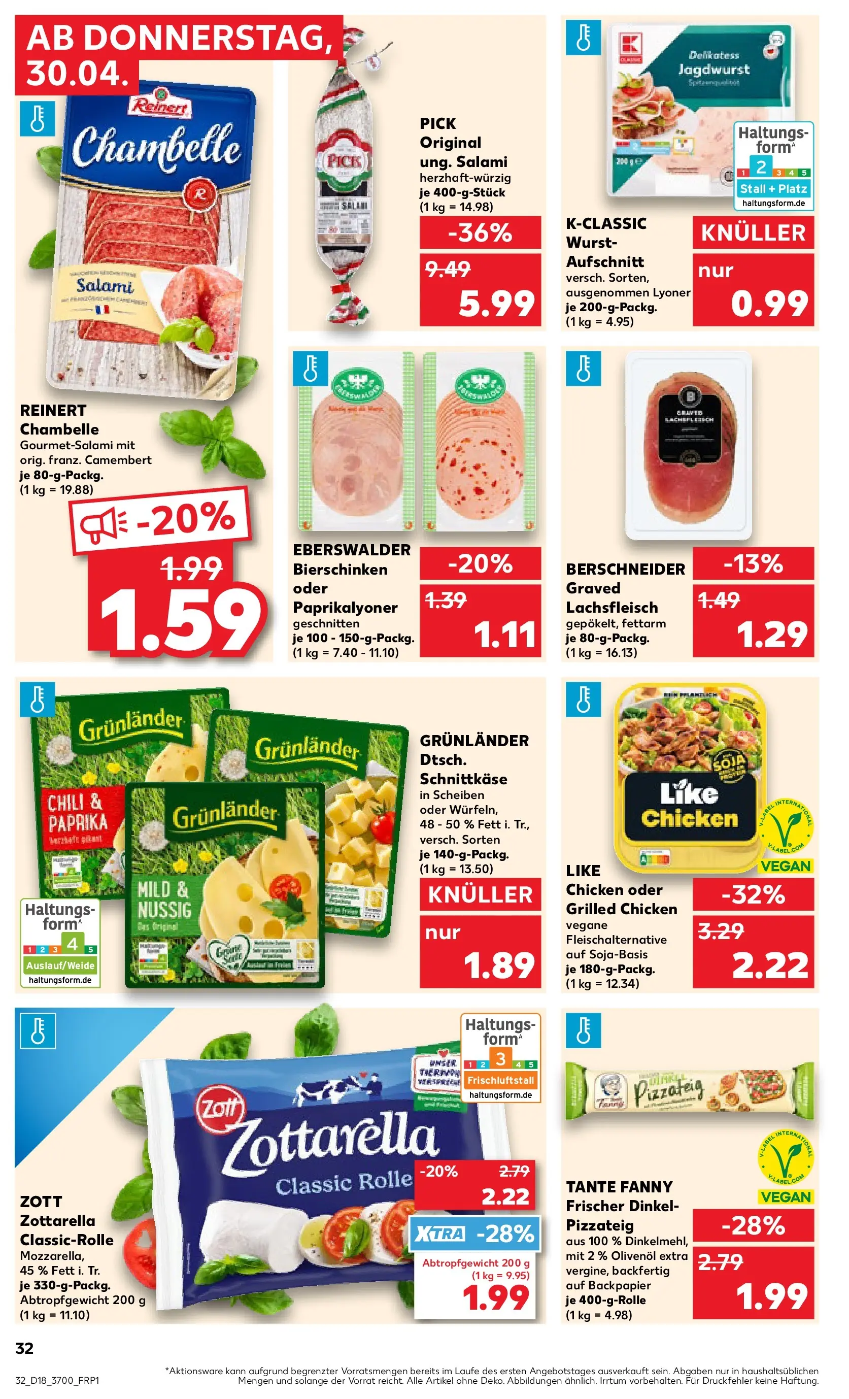 Prospekt Kaufland ab 30.04.2026 » Angebote Online zum Blättern | Seite: 32 | Produkte: Olivenol, Grunlander, Chili, Salami
