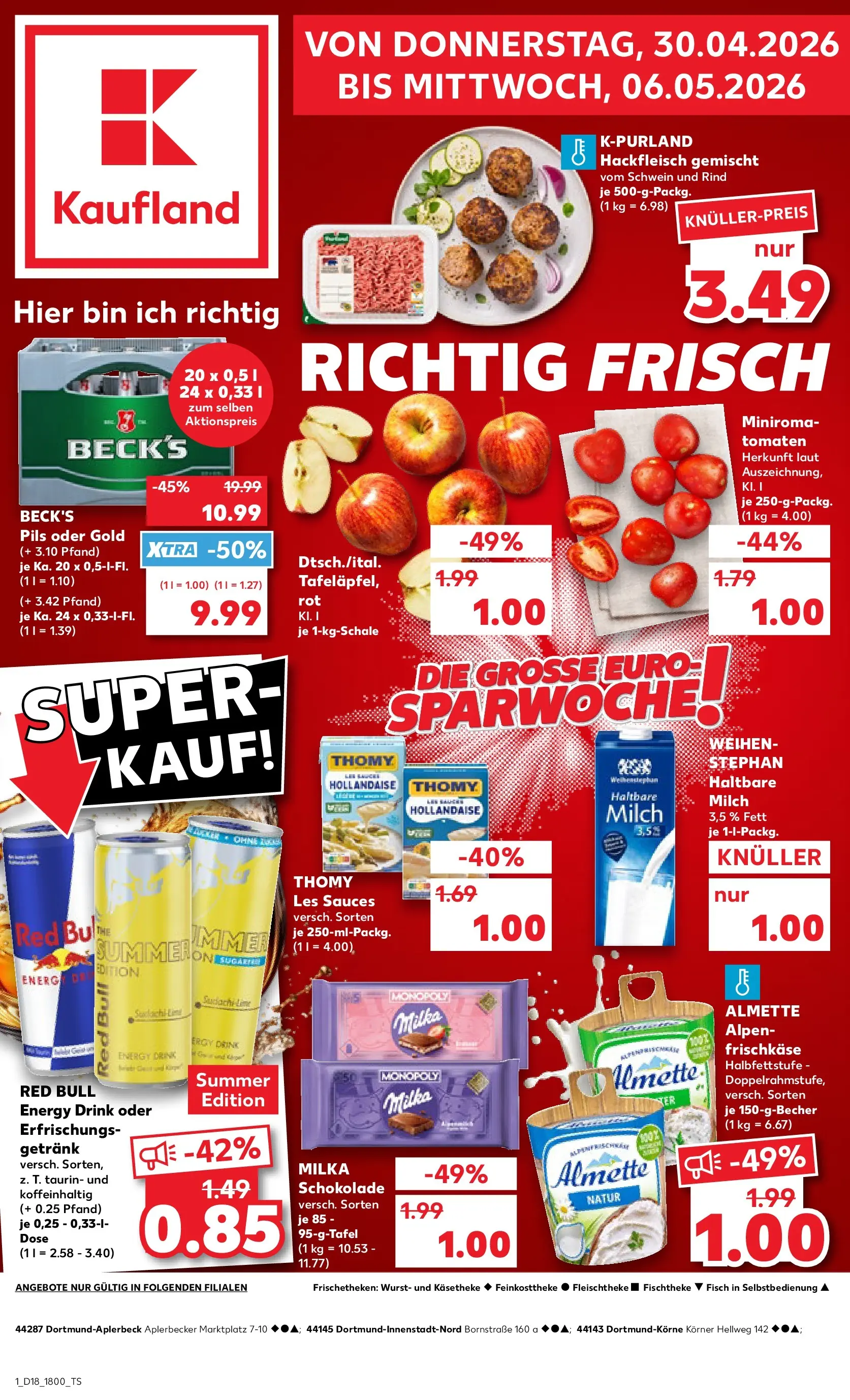 Prospekt Kaufland ab 29.04.2026 » Angebote Online zum Blättern | Seite: 1 | Produkte: Thomy les sauces, Tomaten, Fisch, Frischkase