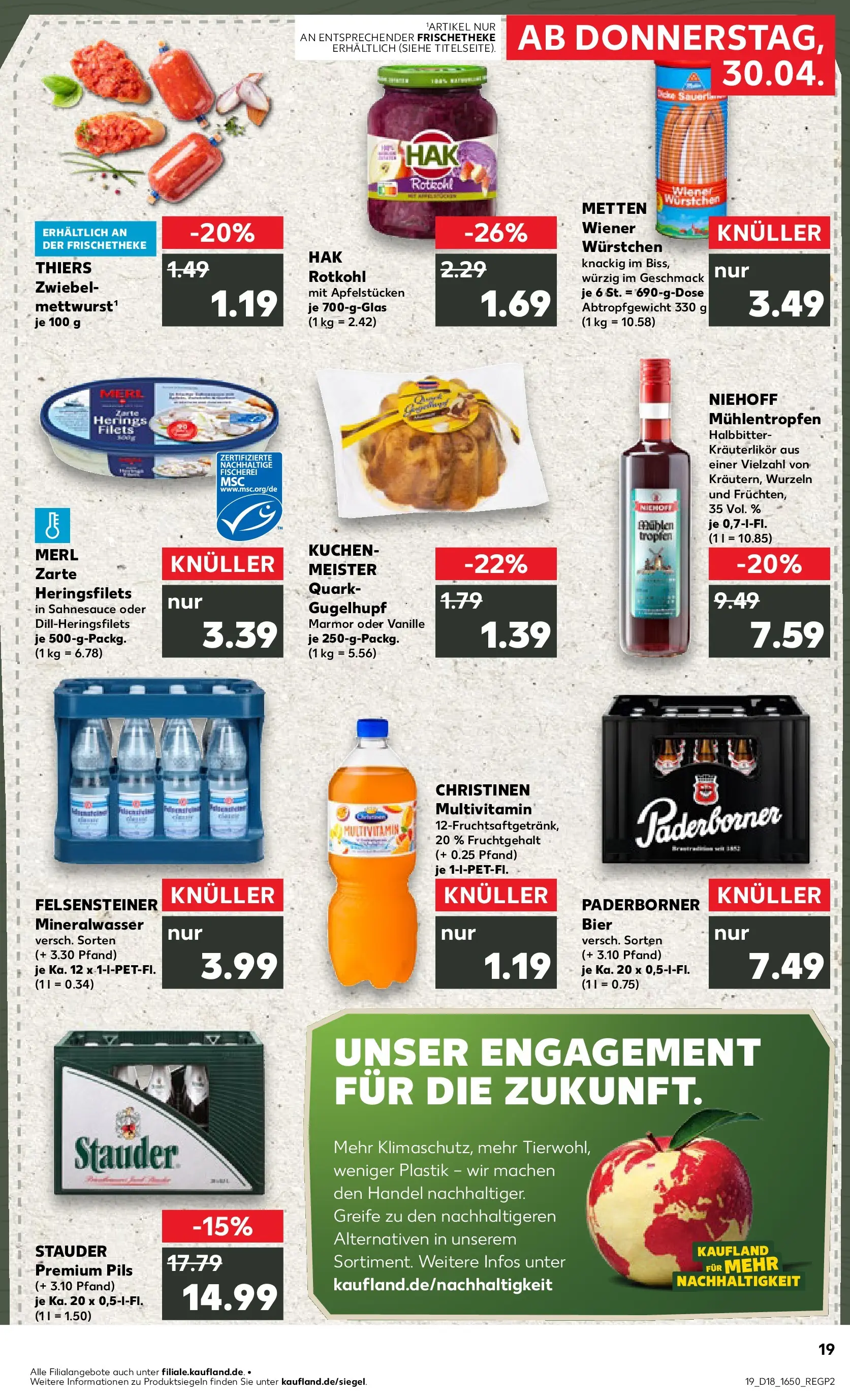 Prospekt Kaufland ab 30.04.2026 » Angebote Online zum Blättern | Seite: 19 | Produkte: Quark, Rotkohl, Bier, Pils