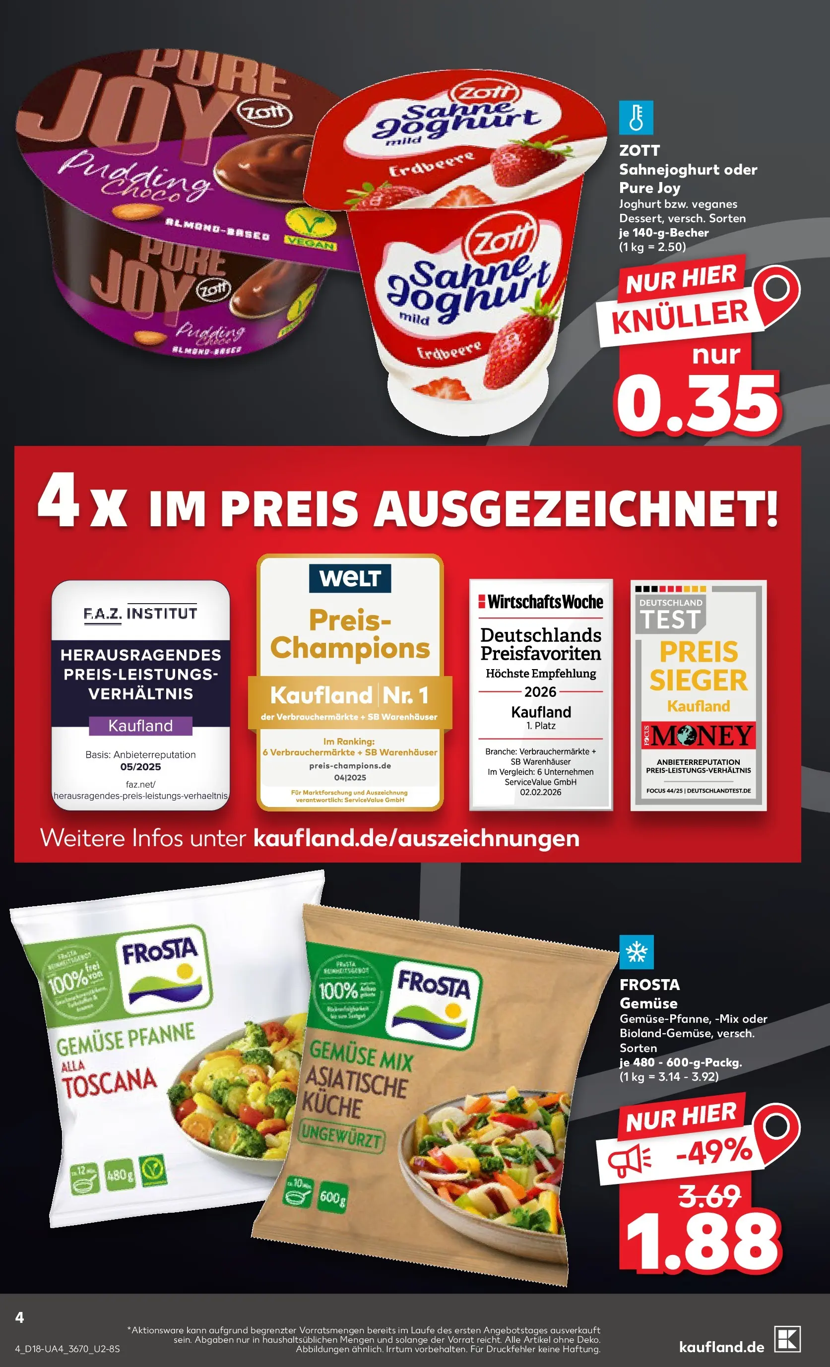 Prospekt Kaufland ab 30.04.2026 » Angebote Online zum Blättern | Seite: 4 | Produkte: Joghurt, Küche, Frosta, Gemüse
