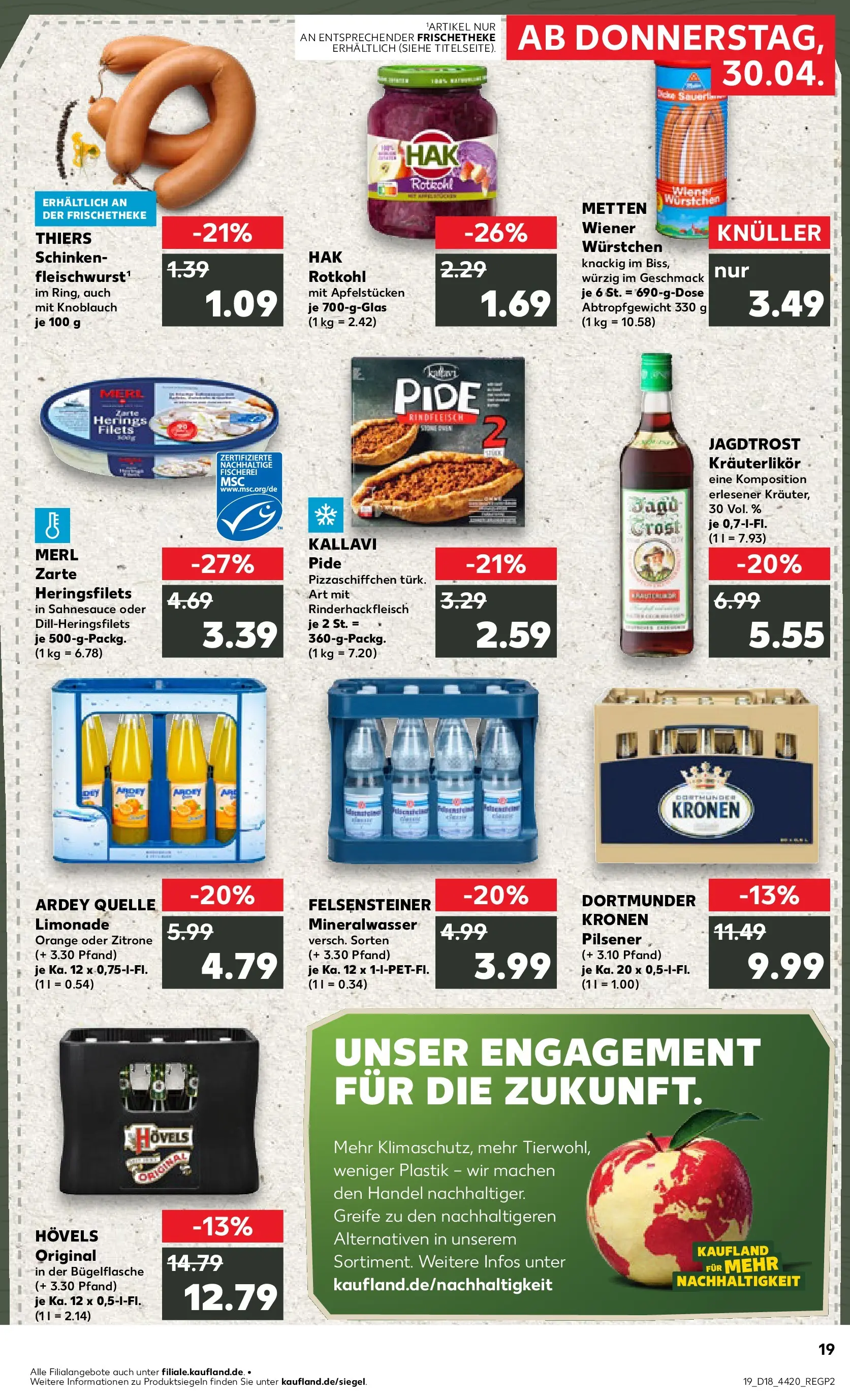 Prospekt Kaufland ab 29.04.2026 » Angebote Online zum Blättern | Seite: 19 | Produkte: Wiener wurstchen, Mineralwasser, Zitrone, Pizza