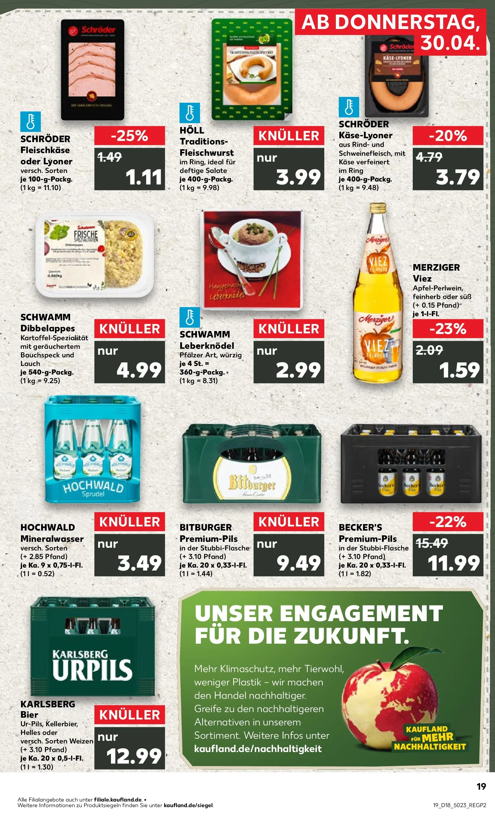 Prospekt Kaufland ab 30.04.2026 » Angebote Online zum Blättern | Seite: 19 | Produkte: Bitburger, Käse, Mineralwasser, Apple