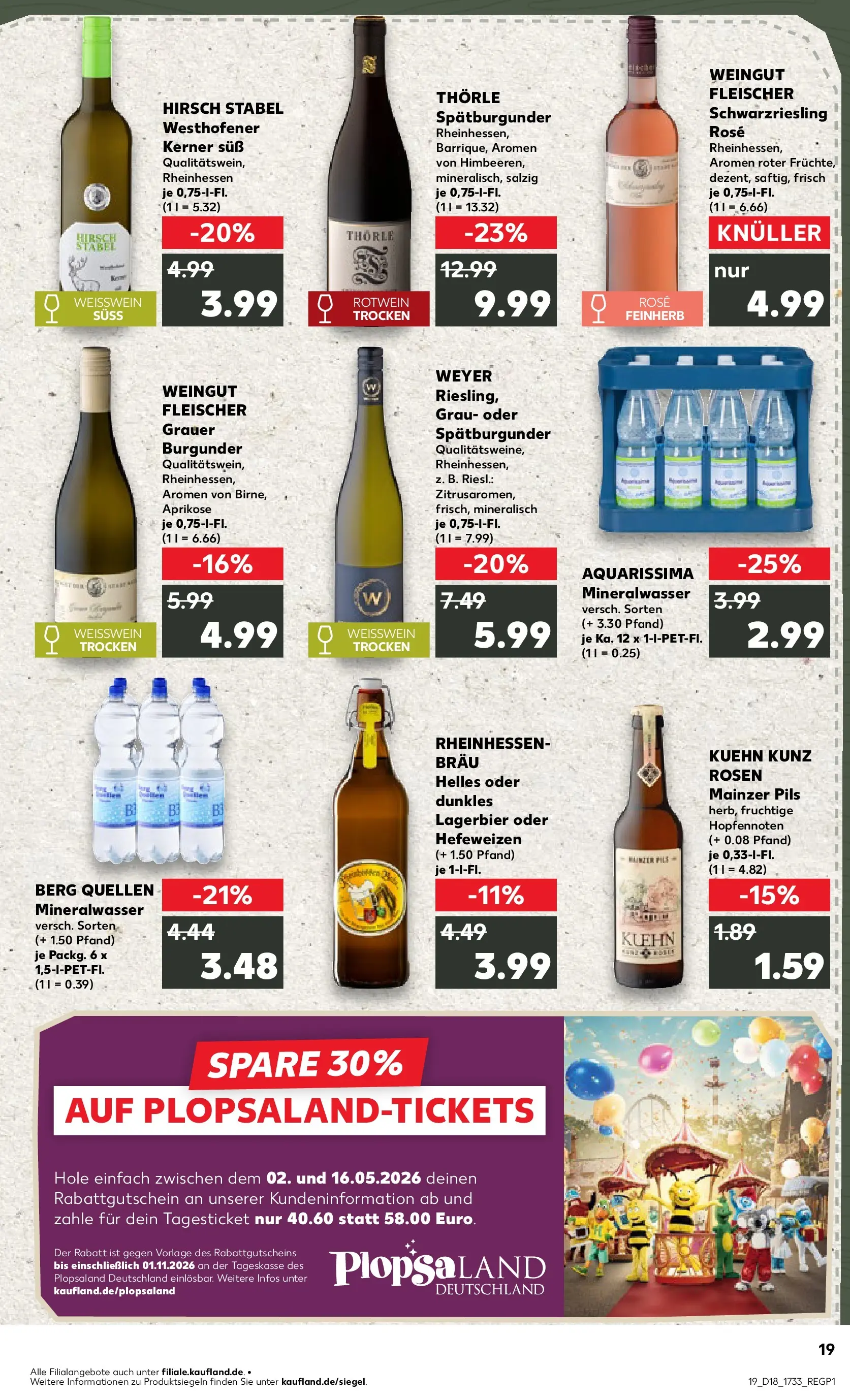 Prospekt Kaufland ab 30.04.2026 » Angebote Online zum Blättern | Seite: 19 | Produkte: Weißwein, Rotwein, Pils, Mineralwasser