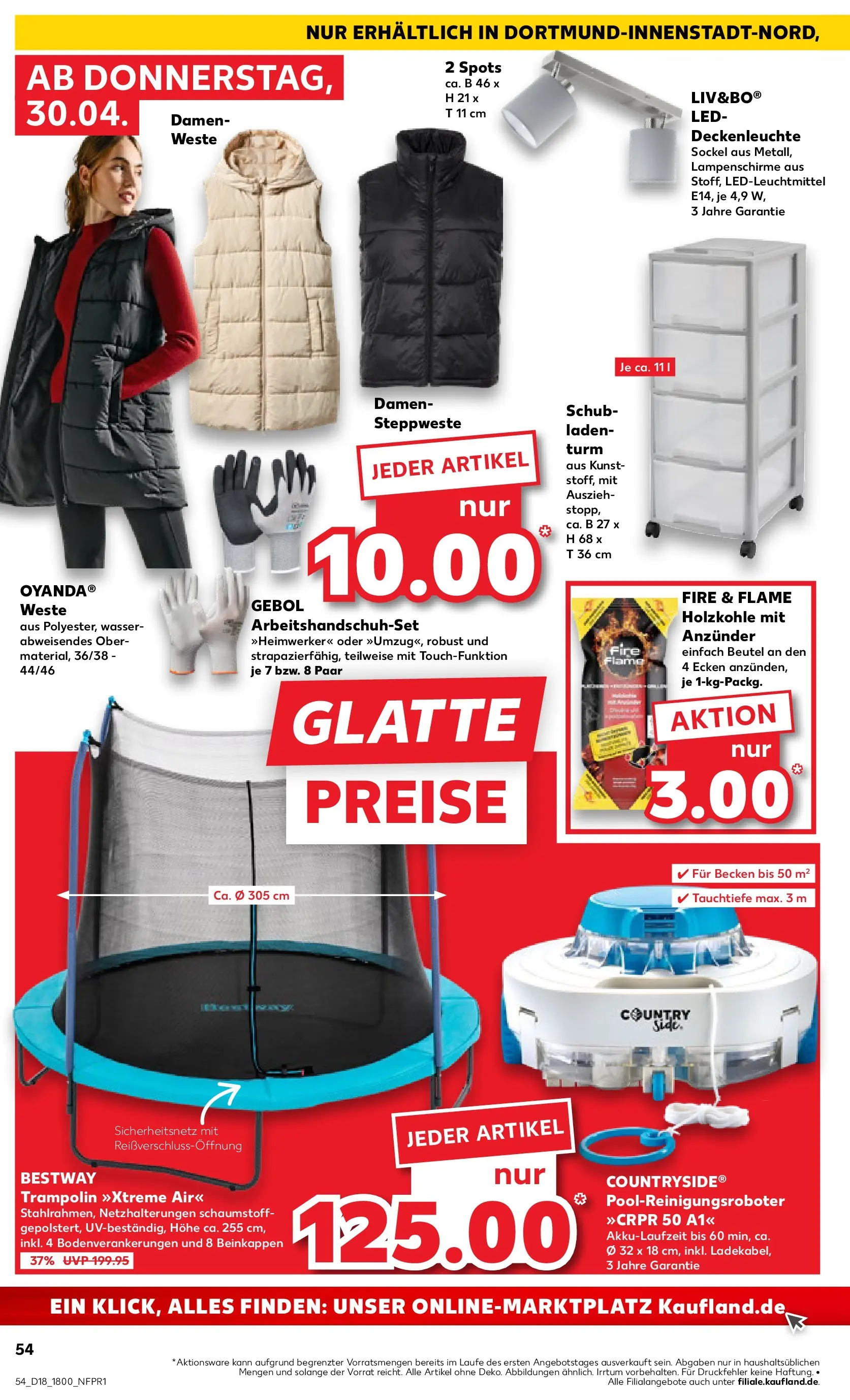 Prospekt Kaufland ab 29.04.2026 » Angebote Online zum Blättern | Seite: 54 | Produkte: Steppweste, Trampoline, Wasser, Weste