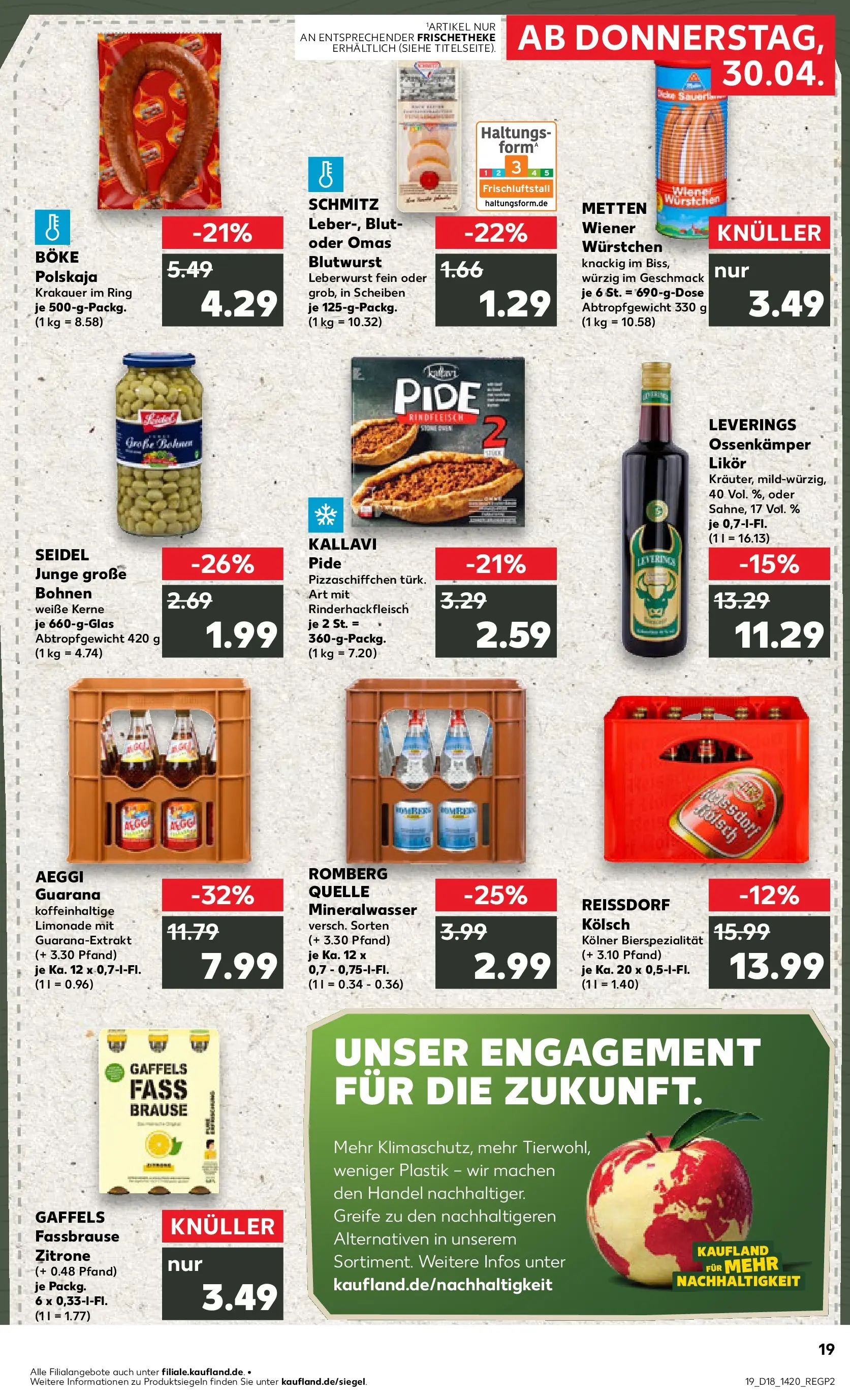 Prospekt Kaufland ab 30.04.2026 » Angebote Online zum Blättern | Seite: 19 | Produkte: Likör, Zitrone, Fassbrause, Rindfleisch