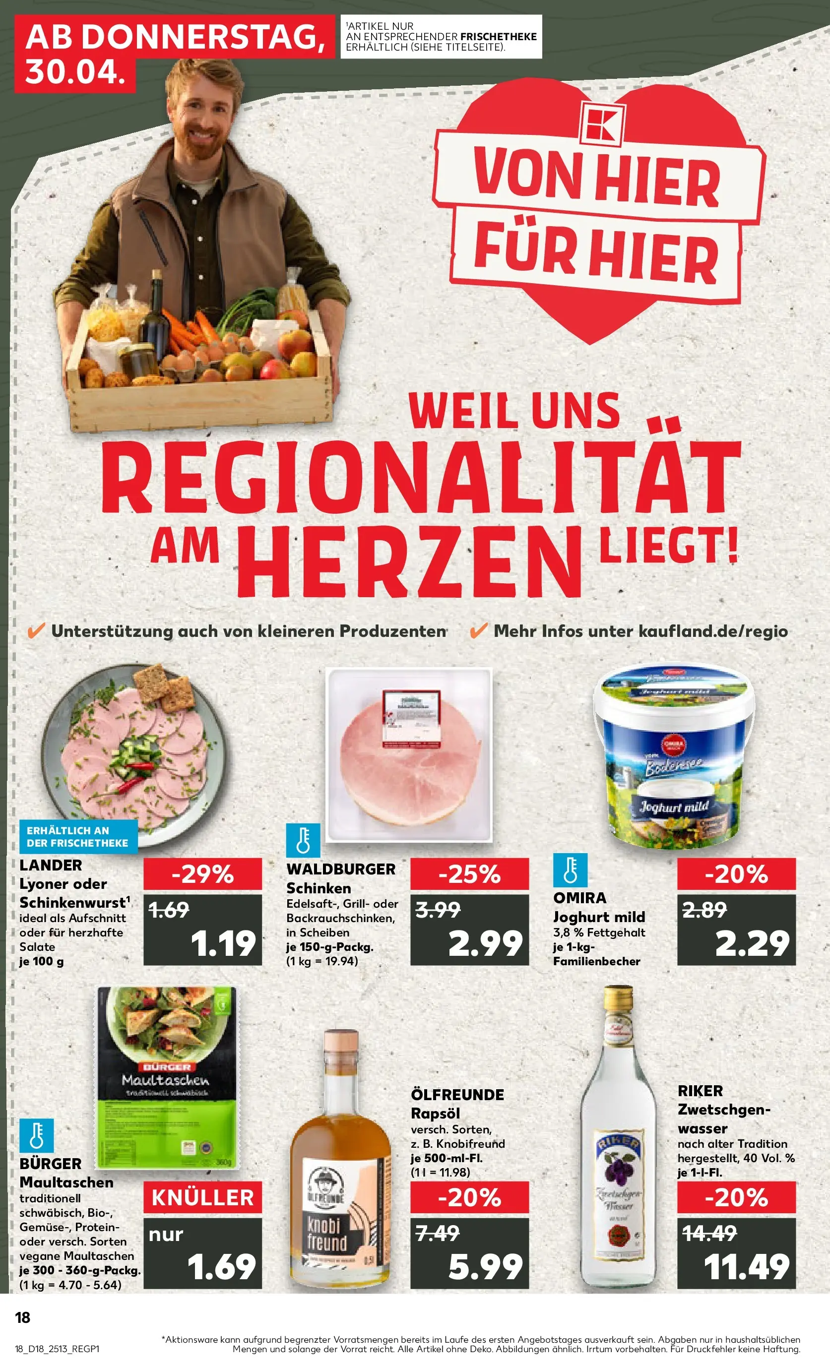 Prospekt Kaufland ab 30.04.2026 » Angebote Online zum Blättern | Seite: 18 | Produkte: Grill, Joghurt, Burger, Maultaschen