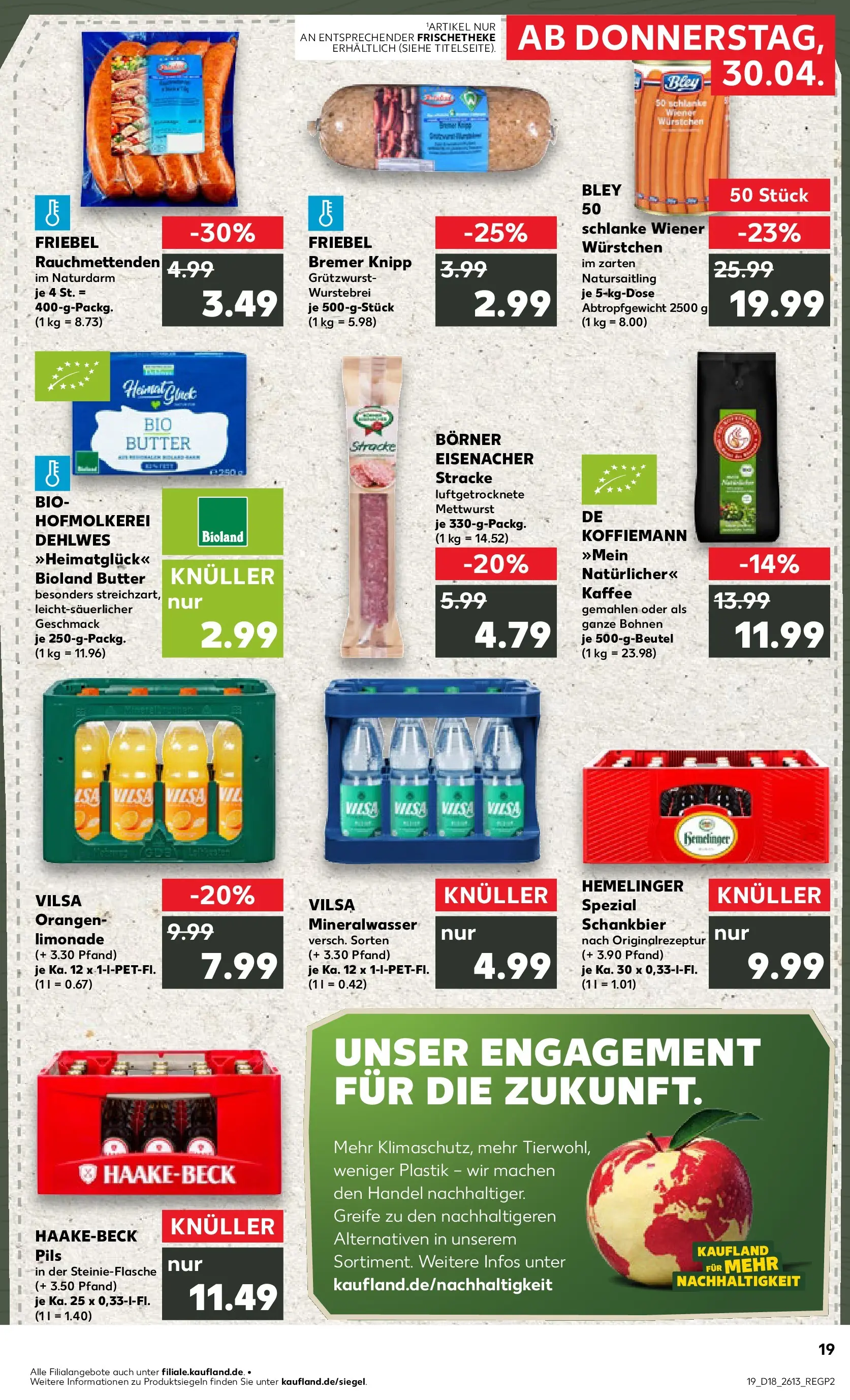Prospekt Kaufland ab 30.04.2026 » Angebote Online zum Blättern | Seite: 19 | Produkte: Wiener wurstchen, Kaffee, Orangen, Mineralwasser