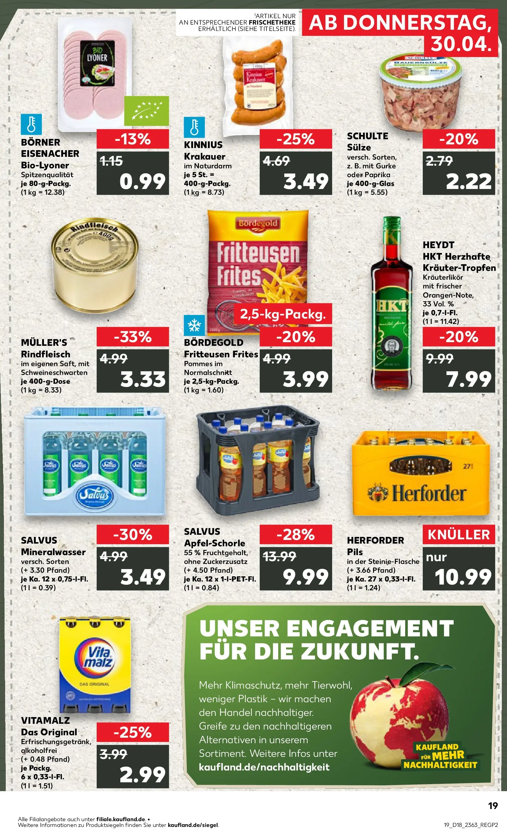 Prospekt Kaufland ab 30.04.2026 » Angebote Online zum Blättern | Seite: 19 | Produkte: Pils, Pommes, Mineralwasser, Paprika