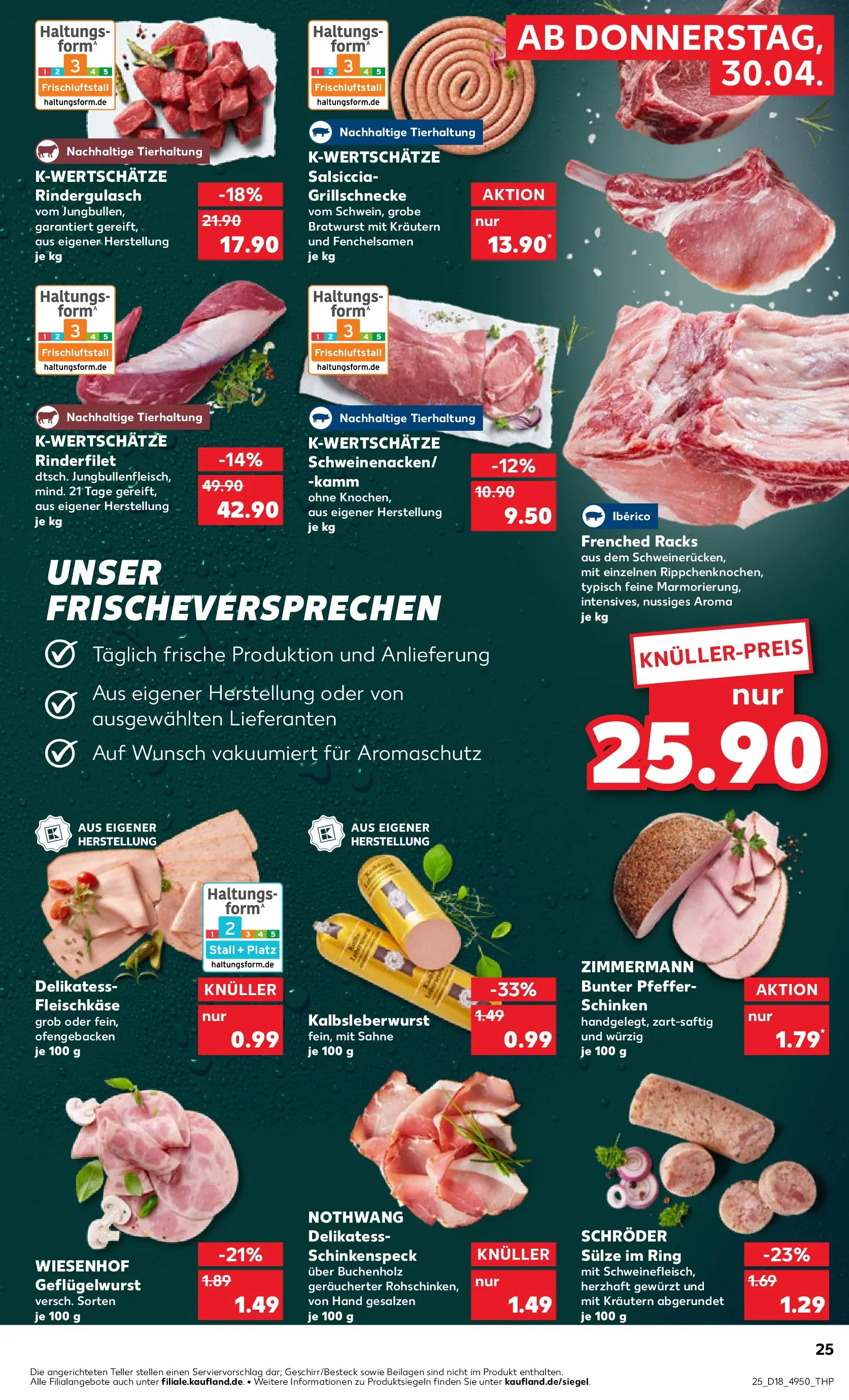 Prospekt Kaufland ab 30.04.2026 » Angebote Online zum Blättern | Seite: 25 | Produkte: Bratwurst, Pfeffer, Schinken, Sahne