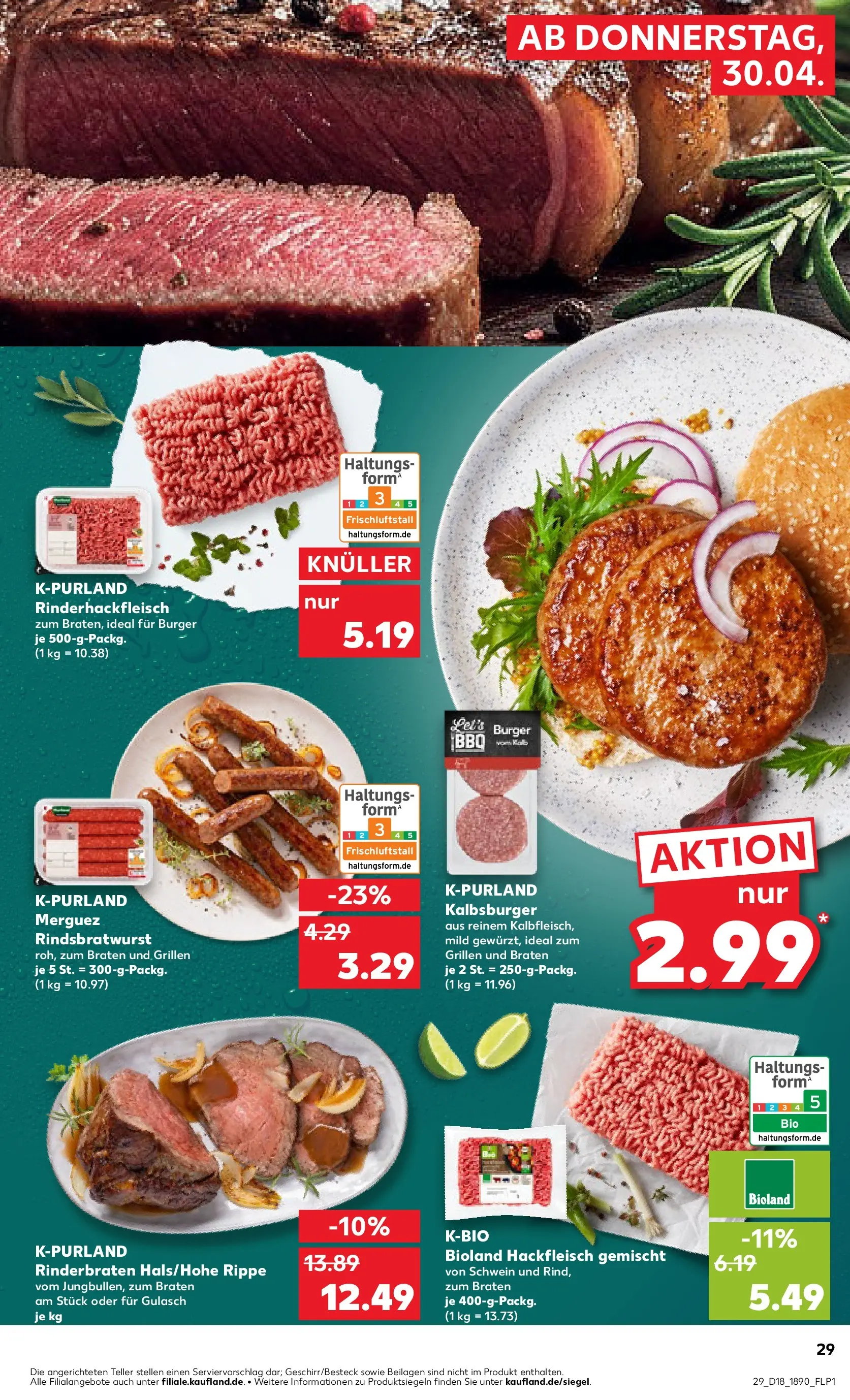 Prospekt Kaufland ab 30.04.2026 » Angebote Online zum Blättern | Seite: 37 | Produkte: Rinderbraten, Burger, Gulasch, Hackfleisch
