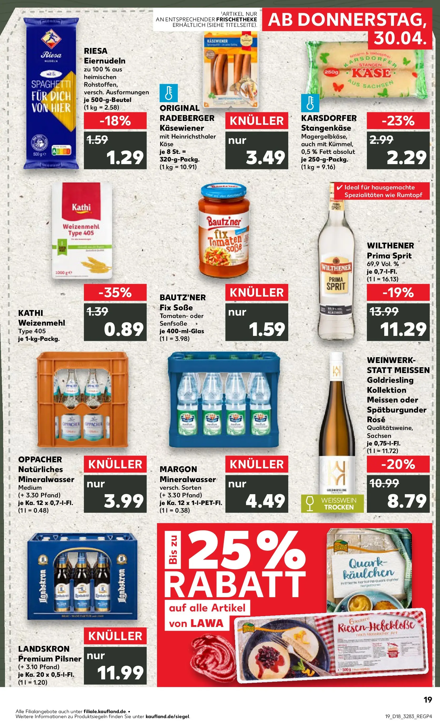 Prospekt Kaufland ab 29.04.2026 » Angebote Online zum Blättern | Seite: 19 | Produkte: Wilthener, Käse, Tomaten, Mineralwasser