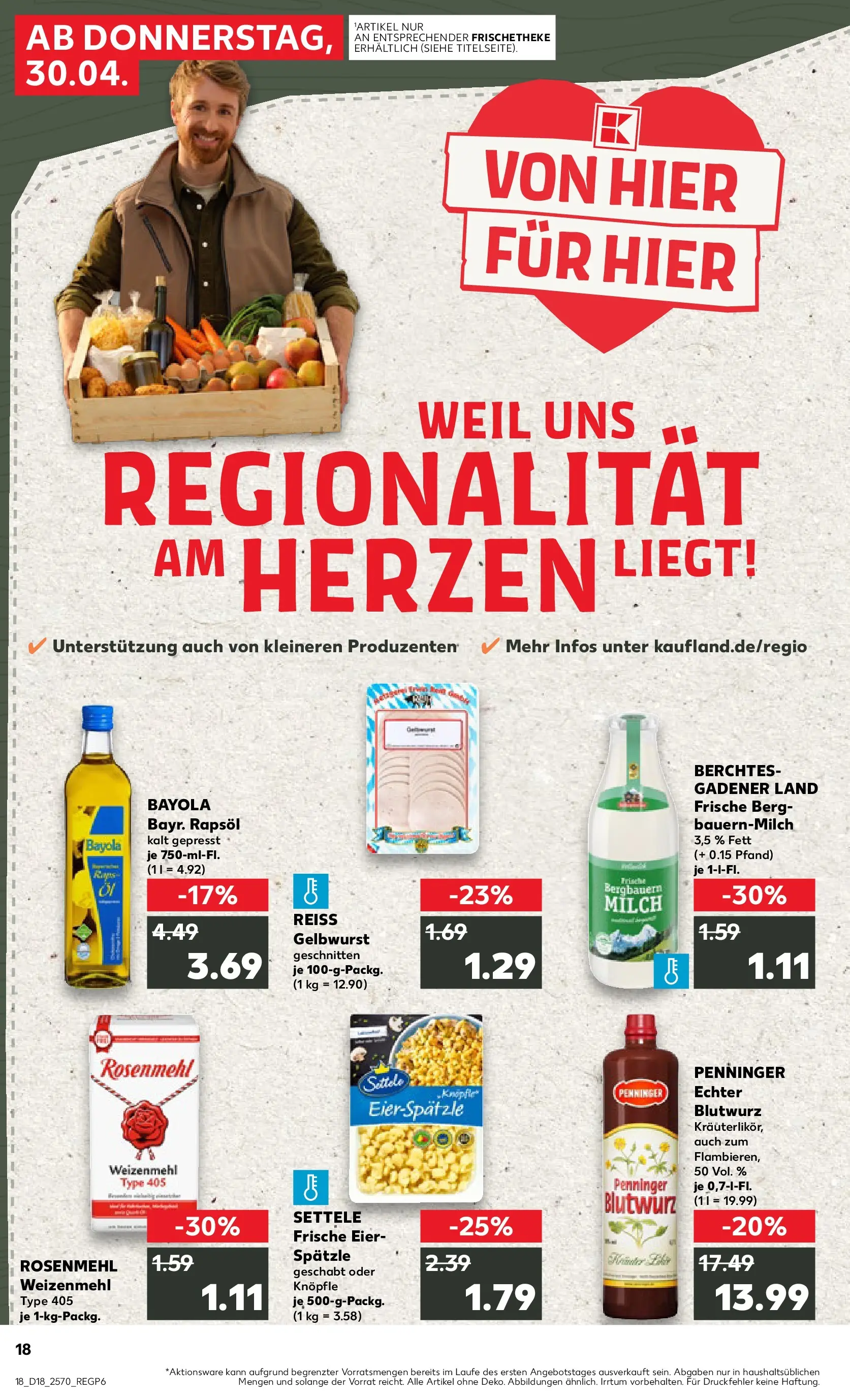 Prospekt Kaufland ab 30.04.2026 » Angebote Online zum Blättern | Seite: 18 | Produkte: Milch, Eier, Rapsöl, Weizenmehl