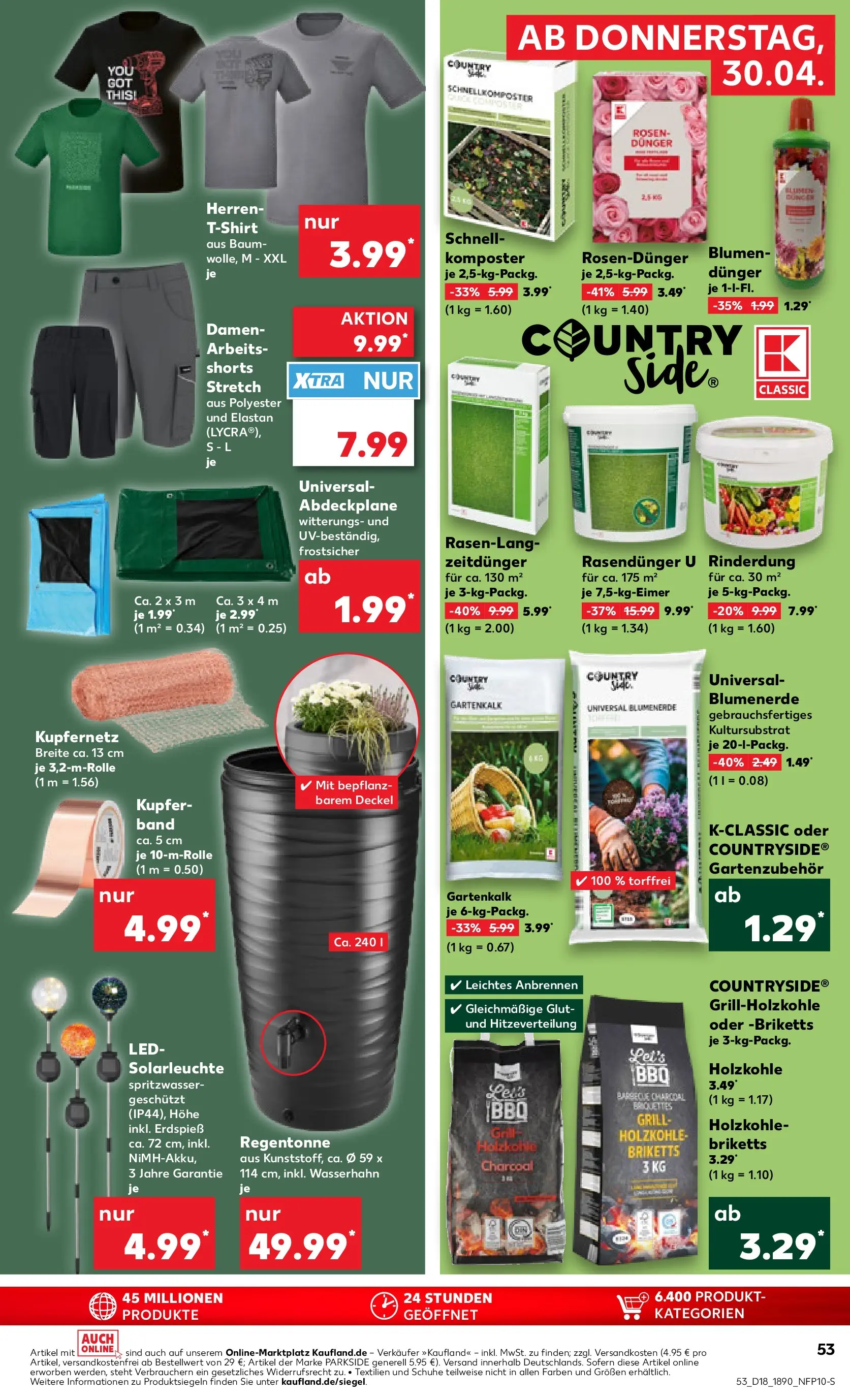 Prospekt Kaufland ab 30.04.2026 » Angebote Online zum Blättern | Seite: 61 | Produkte: Grill, T-Shirt, Blumenerde, Solarleuchte