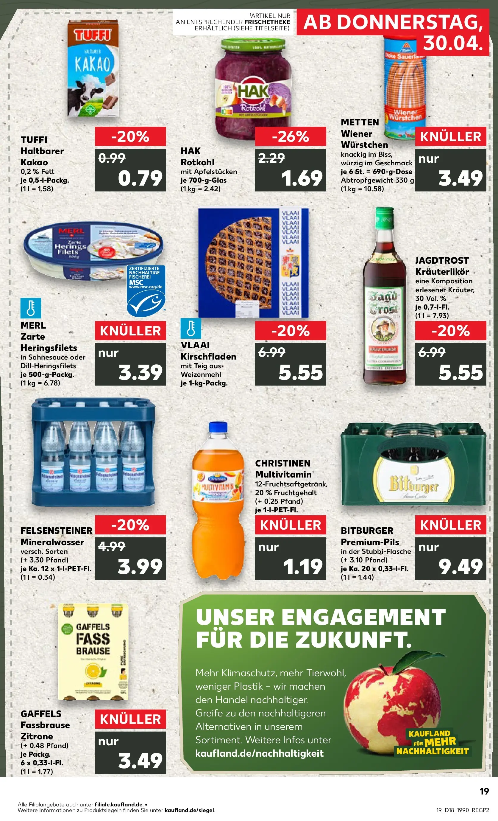 Prospekt Kaufland ab 30.04.2026 » Angebote Online zum Blättern | Seite: 19 | Produkte: Wiener wurstchen, Rotkohl, Zitrone, Fassbrause