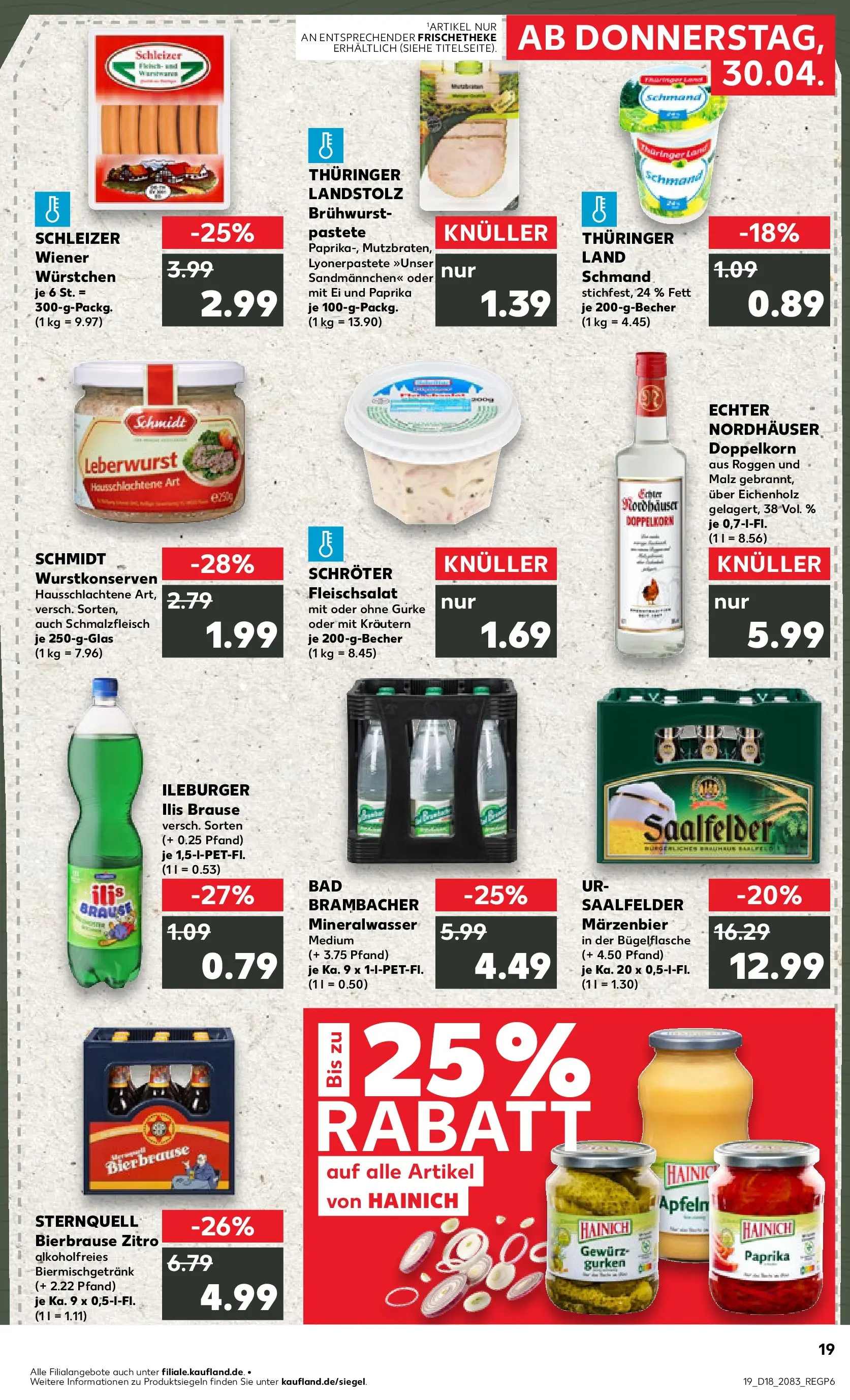 Prospekt Kaufland ab 30.04.2026 » Angebote Online zum Blättern | Seite: 19 | Produkte: Bad, Mineralwasser, Paprika, Gurken