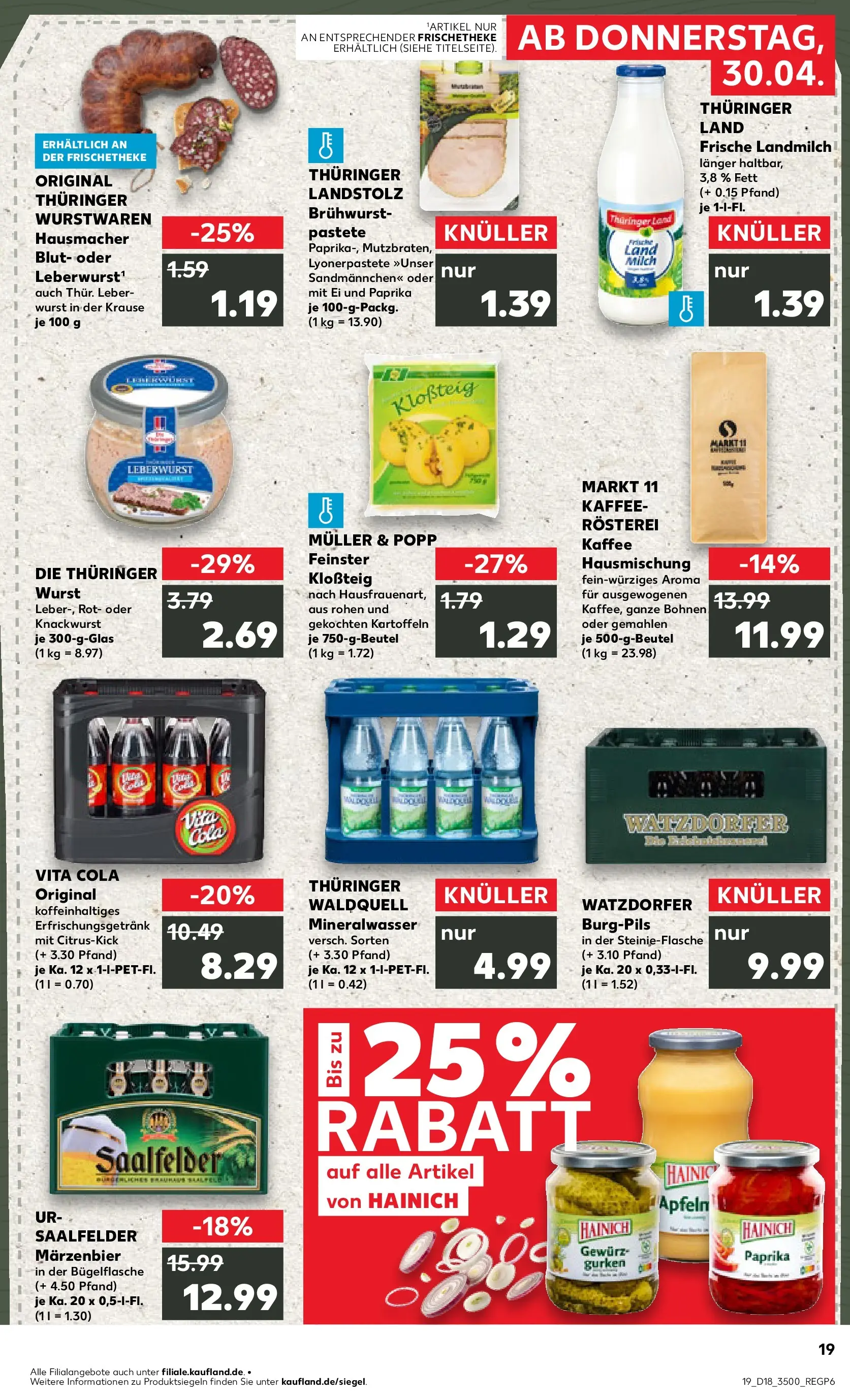 Prospekt Kaufland ab 30.04.2026 » Angebote Online zum Blättern | Seite: 19 | Produkte: Cola, Milch, Kartoffeln, Wurst