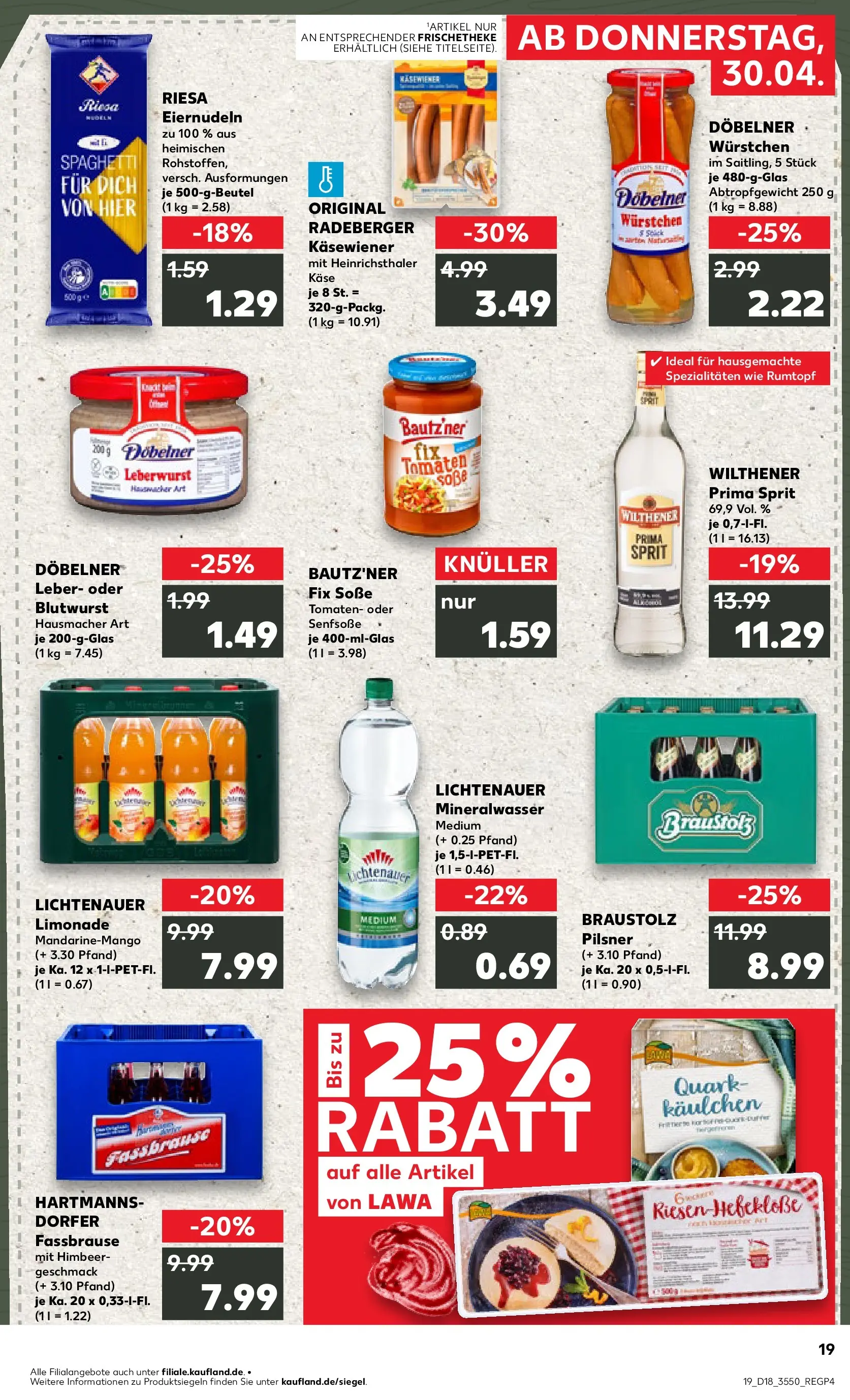 Prospekt Kaufland ab 30.04.2026 » Angebote Online zum Blättern | Seite: 19 | Produkte: Wilthener, Käse, Limonade, Soße