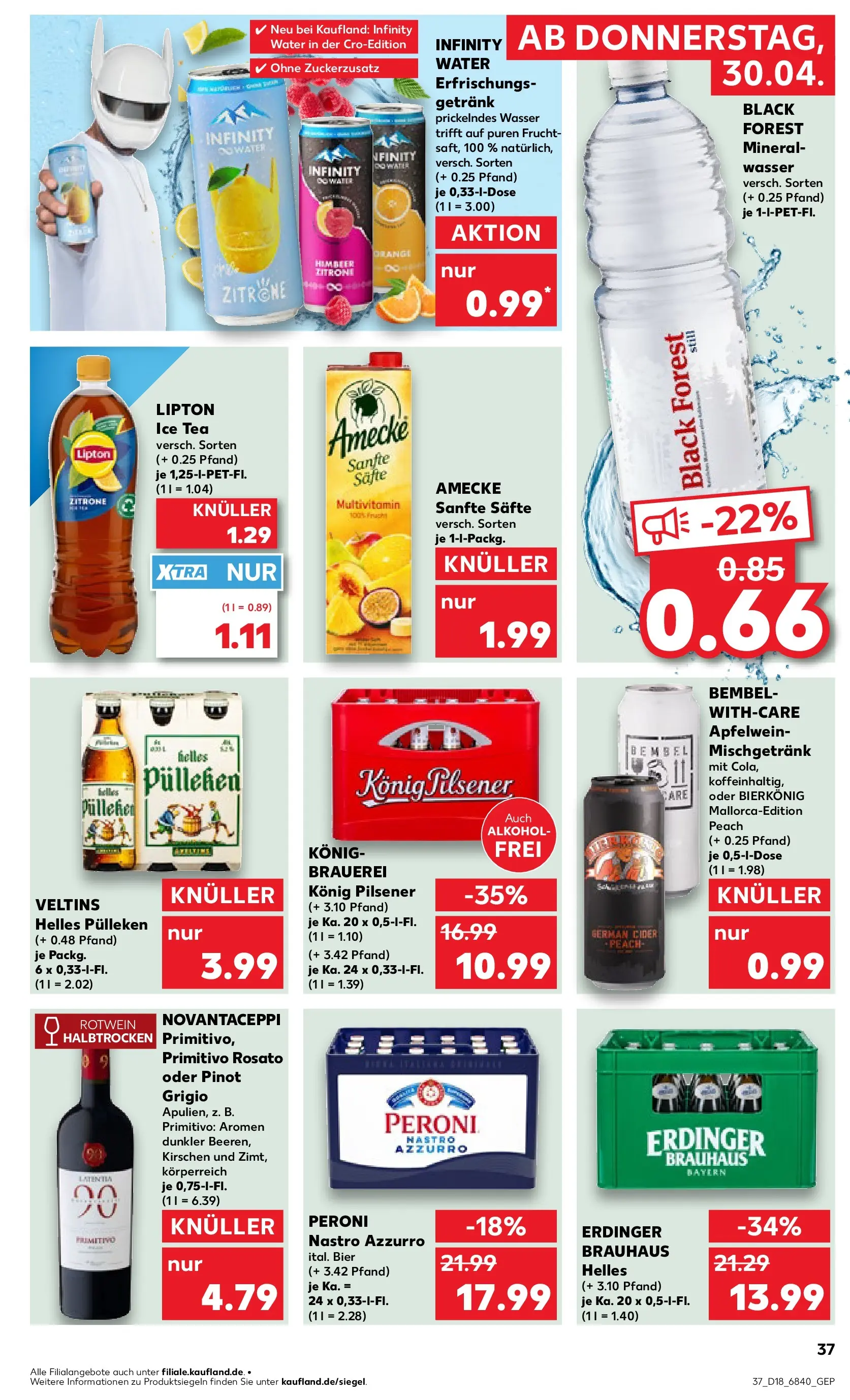 Prospekt Kaufland ab 29.04.2026 » Angebote Online zum Blättern | Seite: 37 | Produkte: Helles pulleken, Bier, Mineralwasser, Zitrone