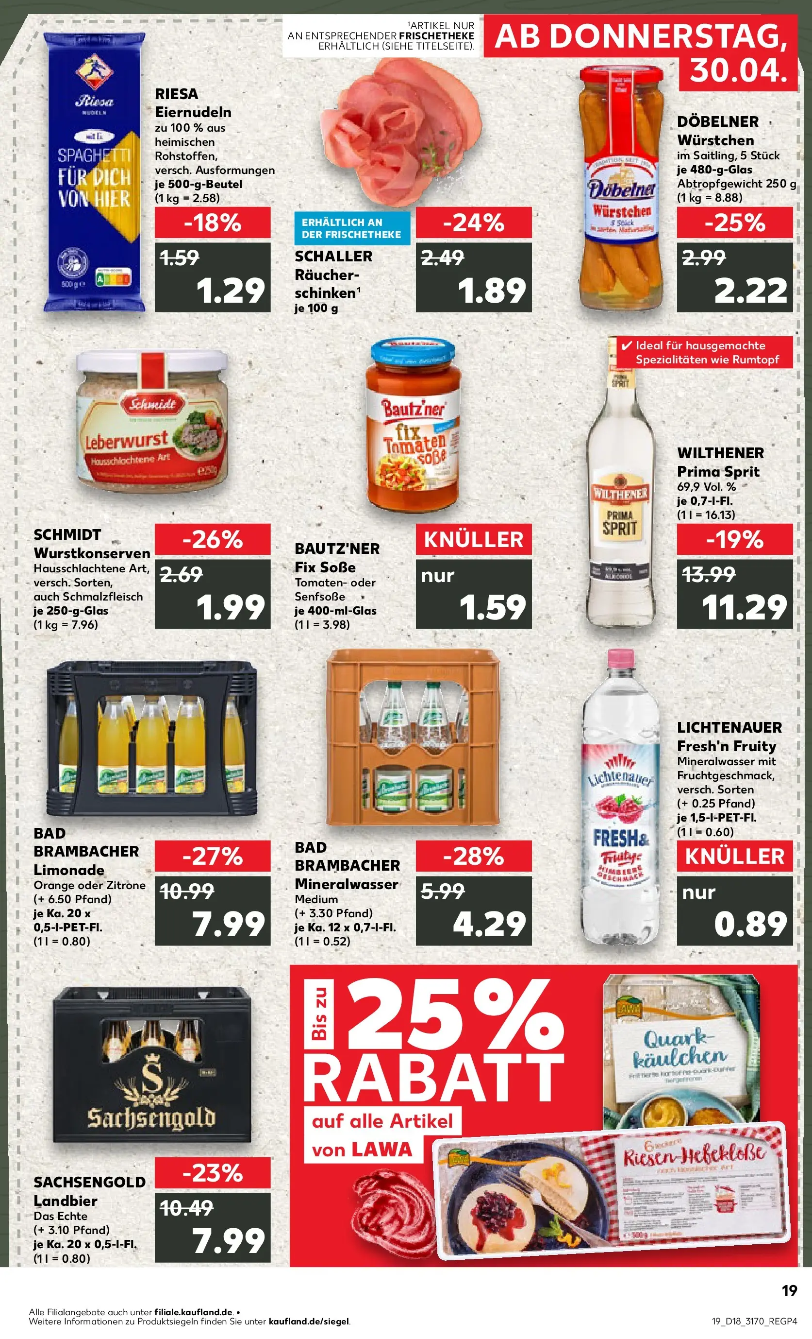 Prospekt Kaufland ab 30.04.2026 » Angebote Online zum Blättern | Seite: 19 | Produkte: Quark, Bad, Tomaten, Pasta