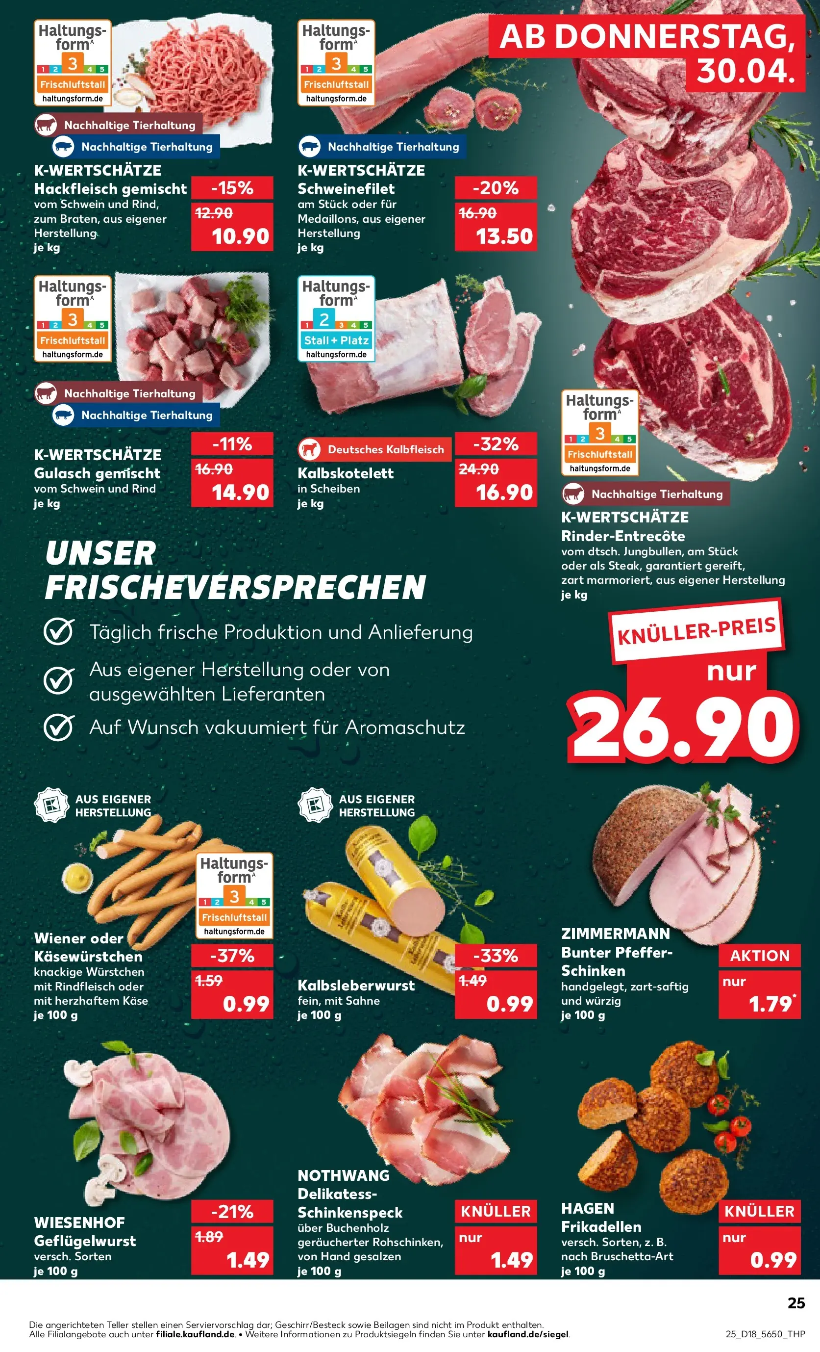 Prospekt Kaufland ab 30.04.2026 » Angebote Online zum Blättern | Seite: 25 | Produkte: Käse, Schweinefilet, Schinken, Hackfleisch