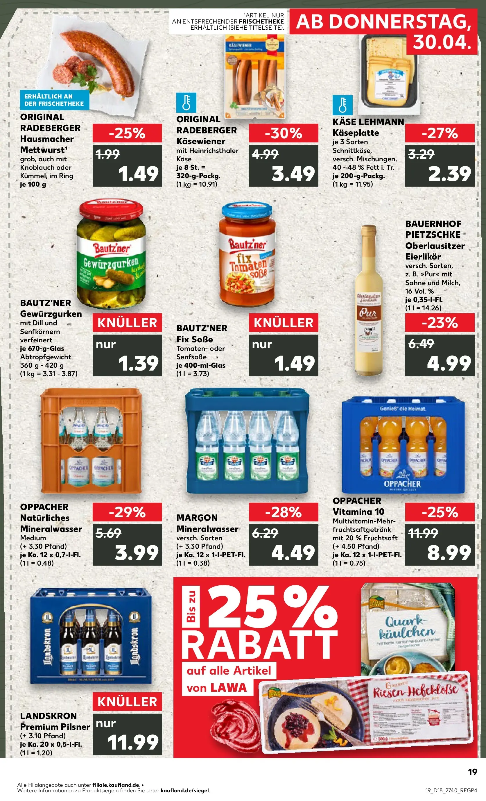 Prospekt Kaufland ab 30.04.2026 » Angebote Online zum Blättern | Seite: 19 | Produkte: Quark, Käse, Tomaten, Fruchtsaft