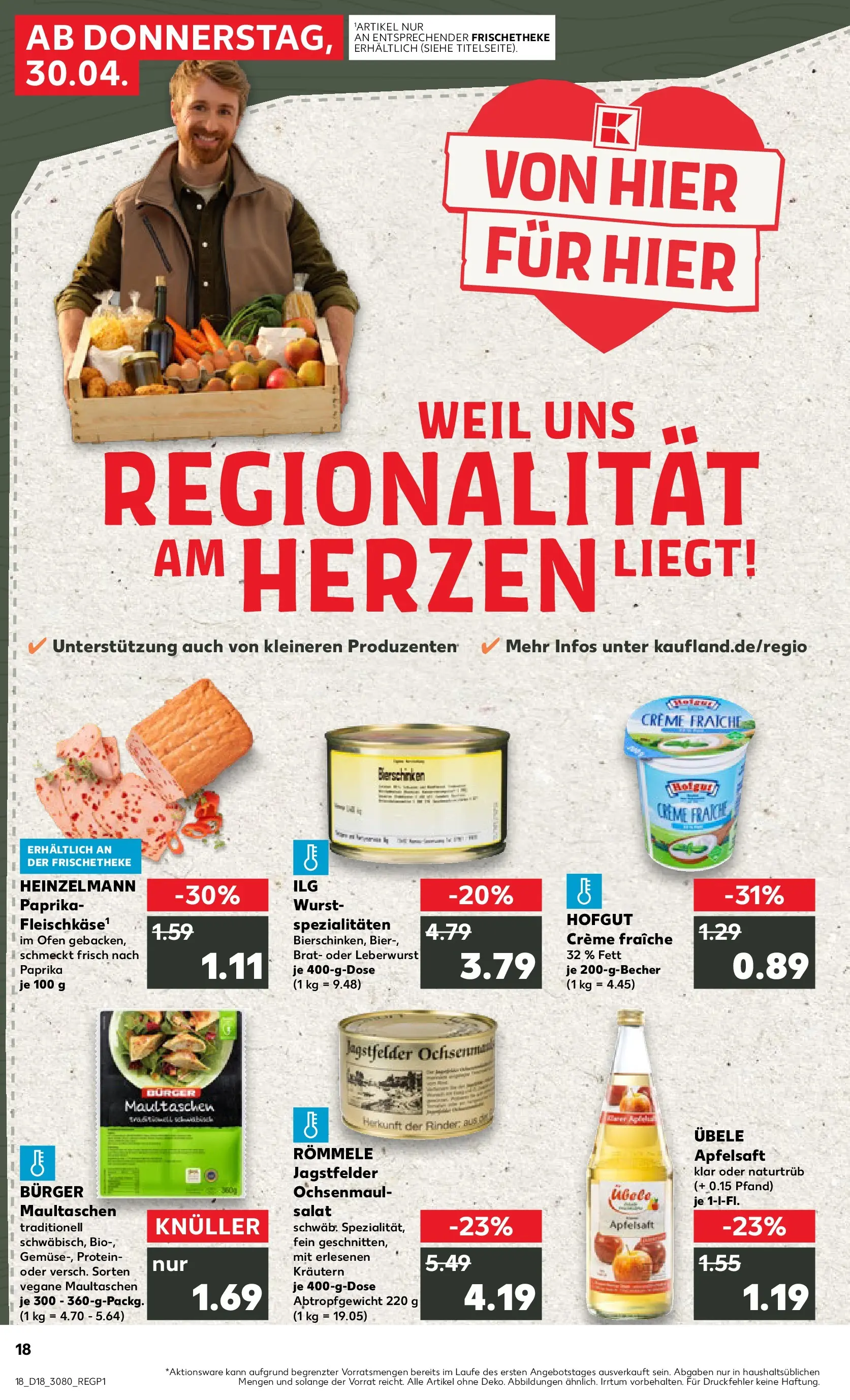 Prospekt Kaufland ab 30.04.2026 » Angebote Online zum Blättern | Seite: 18 | Produkte: Ofen, Apfelsaft, Apple, Salat
