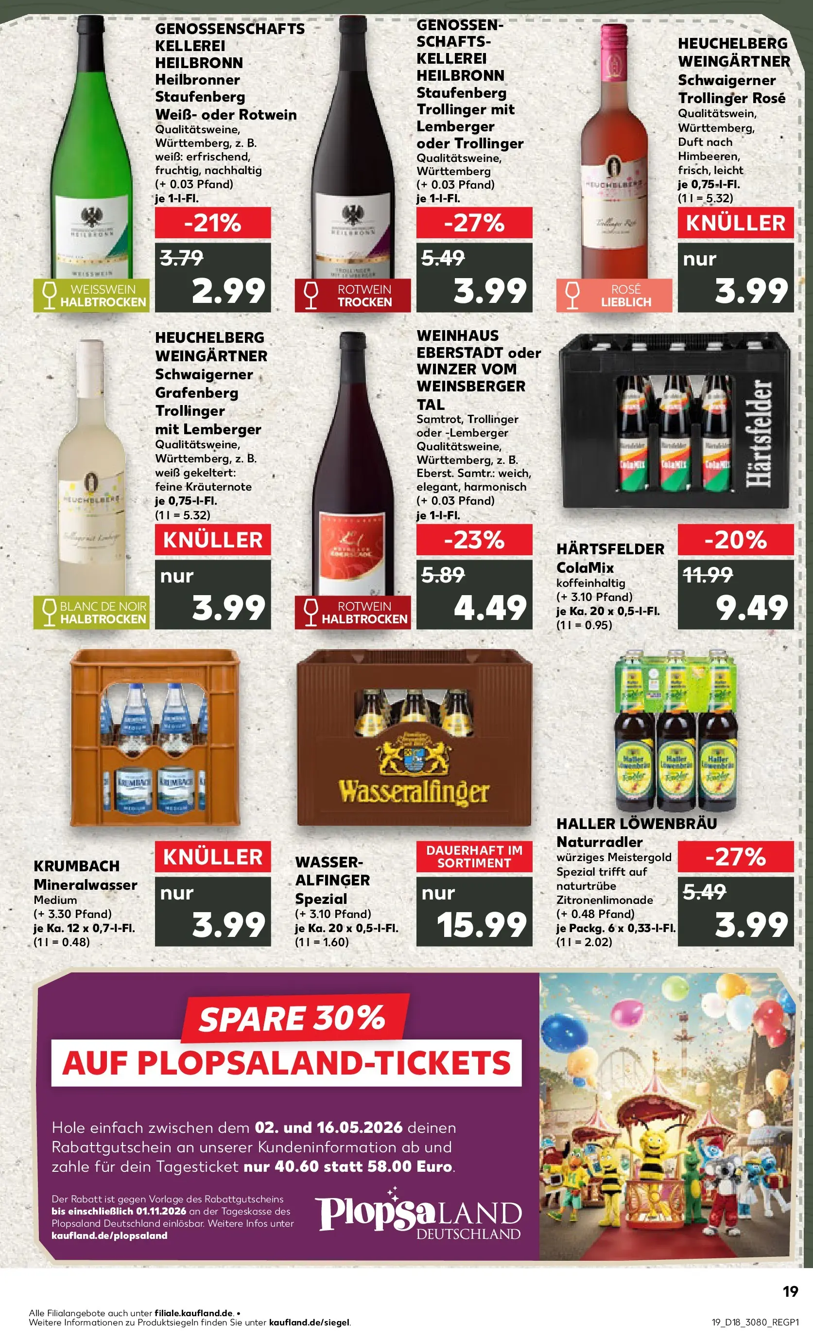 Prospekt Kaufland ab 30.04.2026 » Angebote Online zum Blättern | Seite: 19 | Produkte: Cola, Weißwein, Mineralwasser, Wasser