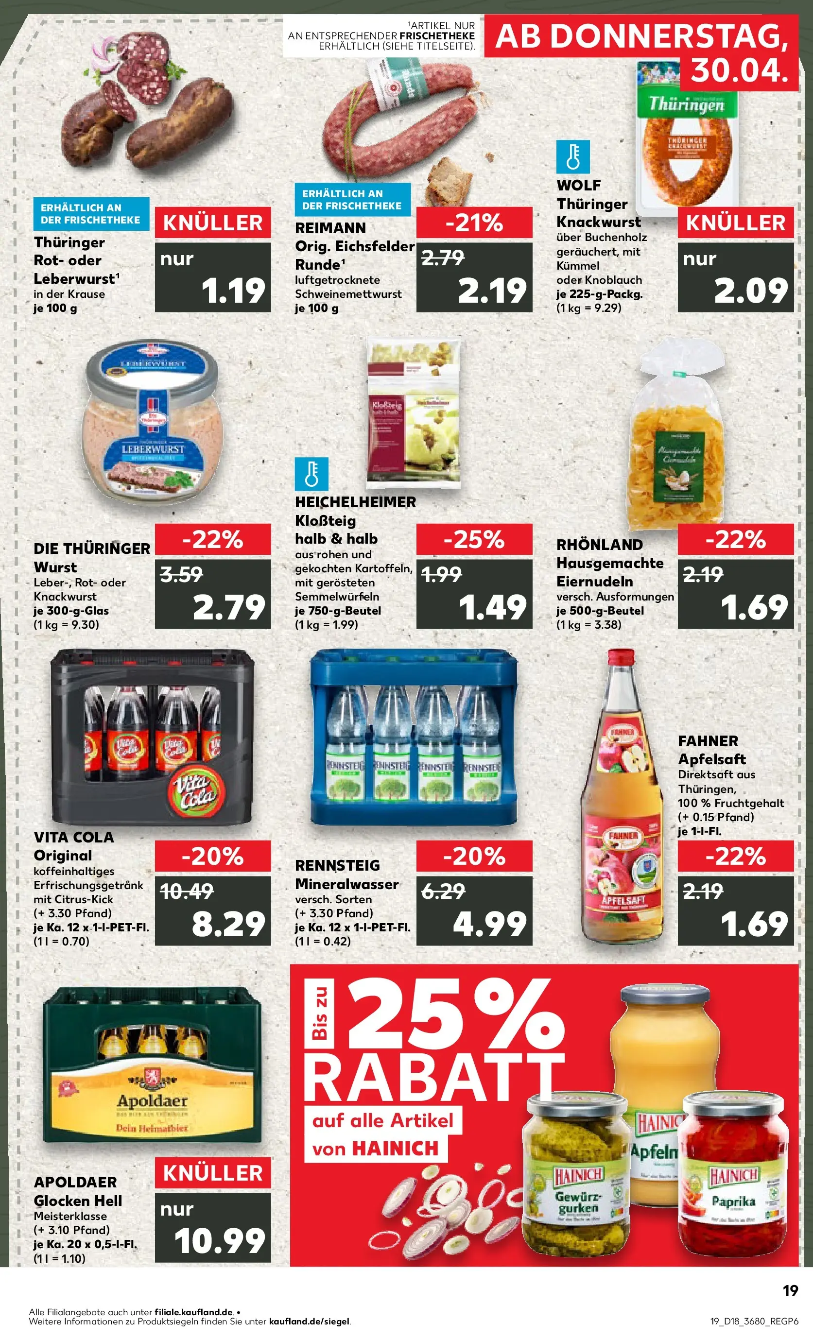 Prospekt Kaufland ab 30.04.2026 » Angebote Online zum Blättern | Seite: 19 | Produkte: Cola, Apfelsaft, Paprika, Vita cola