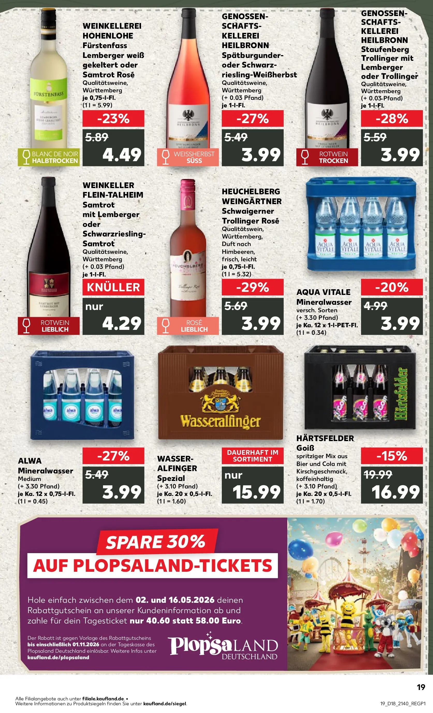 Prospekt Kaufland ab 30.04.2026 » Angebote Online zum Blättern | Seite: 19 | Produkte: Bier, Rotwein, Duft, Wasser