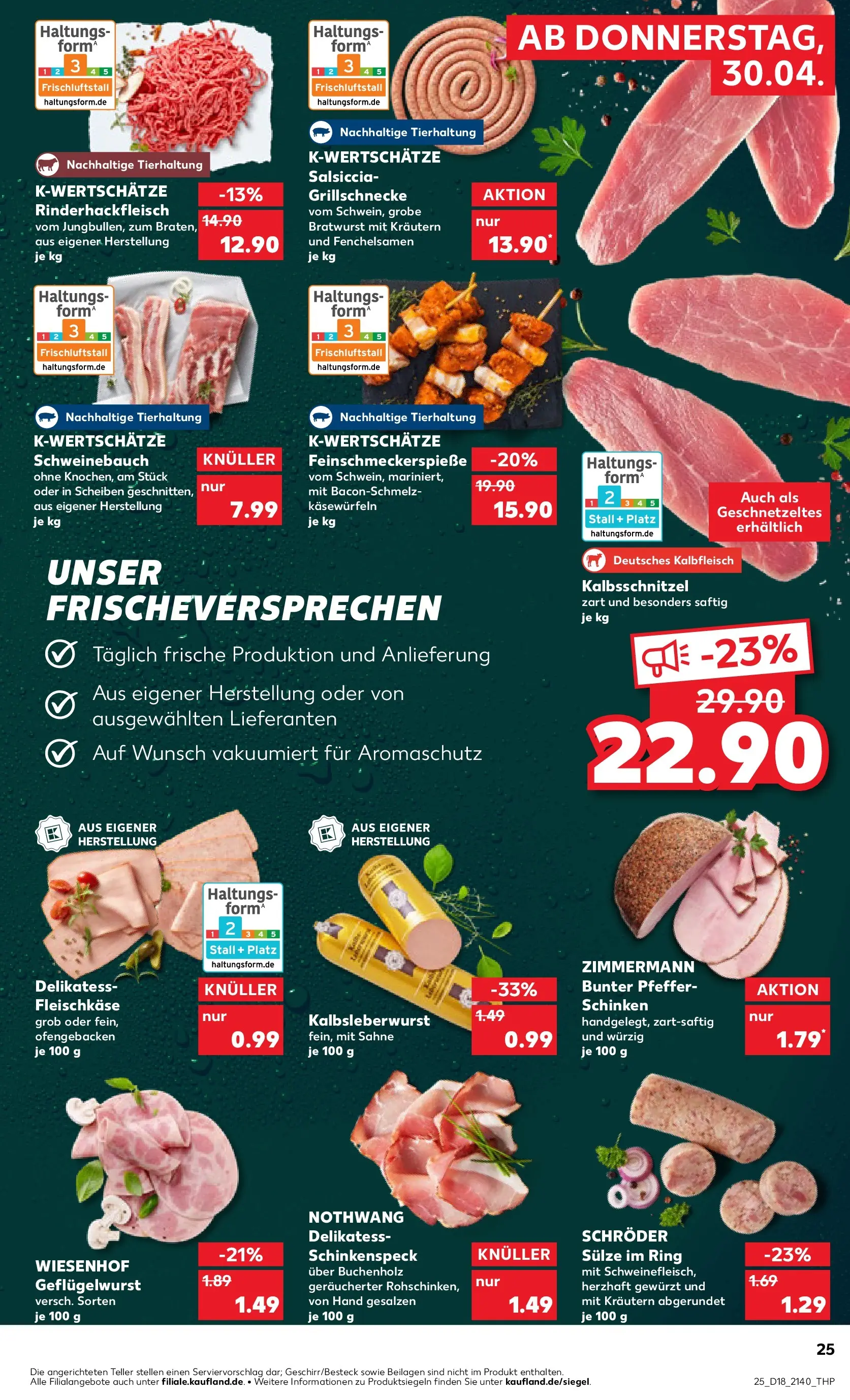 Prospekt Kaufland ab 30.04.2026 » Angebote Online zum Blättern | Seite: 25 | Produkte: Schweinebauch, Bratwurst, Schinken, Sahne