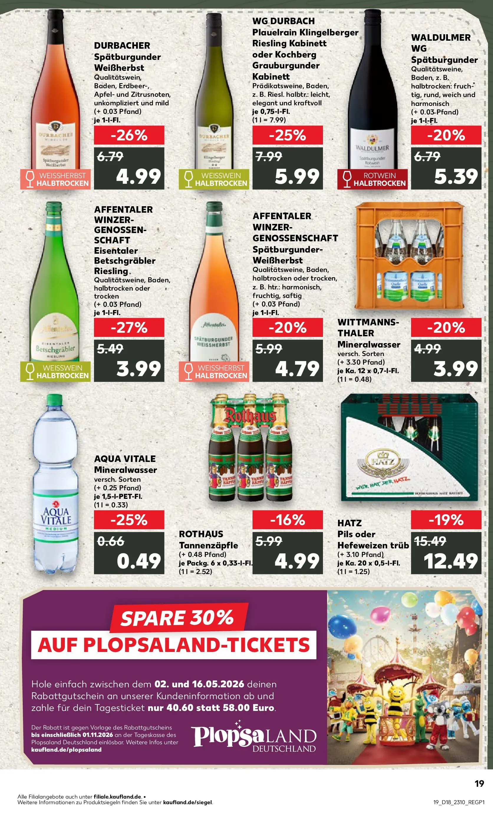 Prospekt Kaufland ab 30.04.2026 » Angebote Online zum Blättern | Seite: 19 | Produkte: Weißwein, Rotwein halbtrocken, Äpfel, Mineralwasser