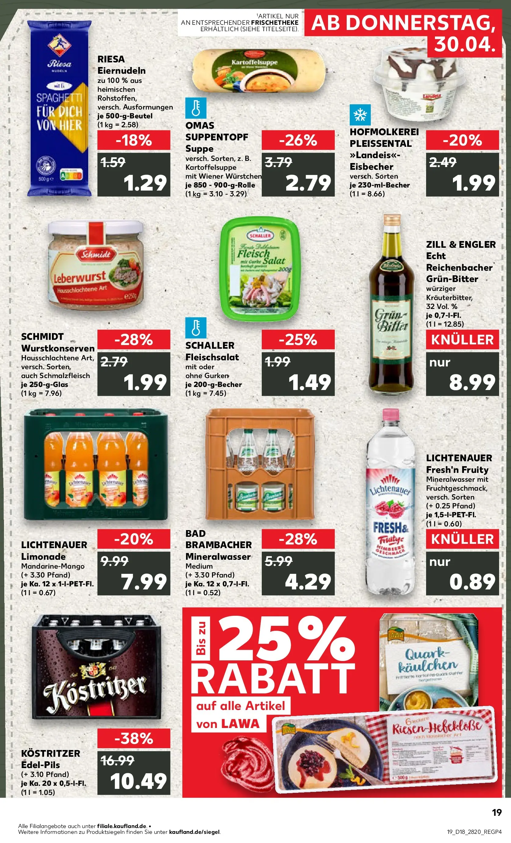 Prospekt Kaufland ab 30.04.2026 » Angebote Online zum Blättern | Seite: 19 | Produkte: Wiener wurstchen, Quark, Gurken, Salat