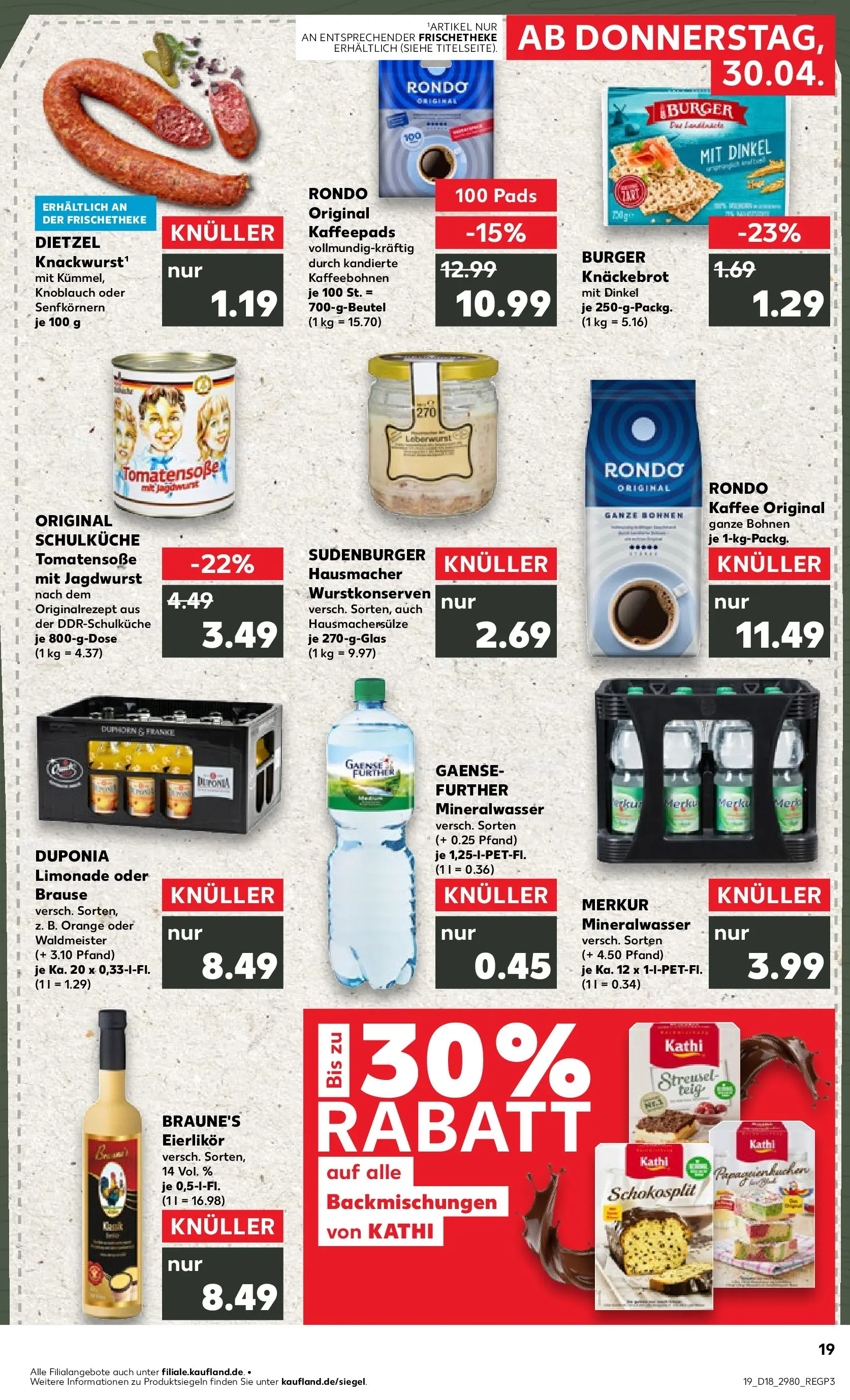 Prospekt Kaufland ab 30.04.2026 » Angebote Online zum Blättern | Seite: 19 | Produkte: Kaffeepads, Kaffee, Limonade, Knoblauch