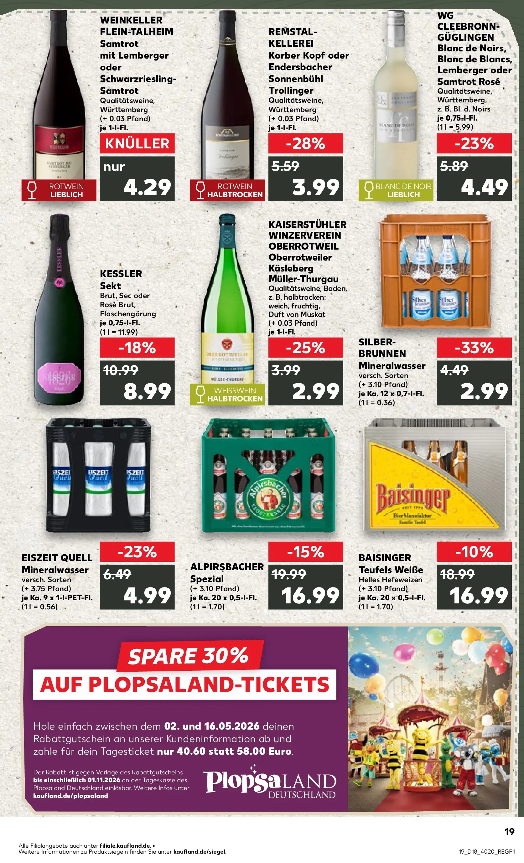 Prospekt Kaufland ab 30.04.2026 » Angebote Online zum Blättern | Seite: 19 | Produkte: Bier, Weißwein, Rotwein, Sekt