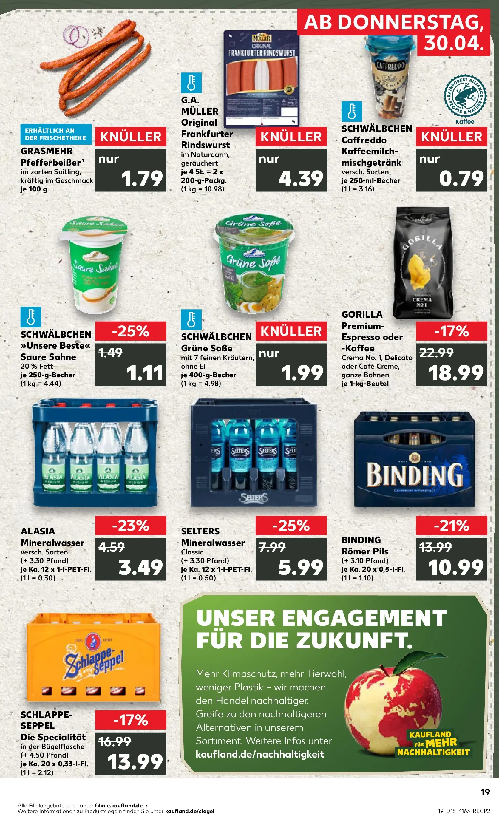 Prospekt Kaufland ab 30.04.2026 » Angebote Online zum Blättern | Seite: 19 | Produkte: Kaffee, Pils, Soße, Sahne