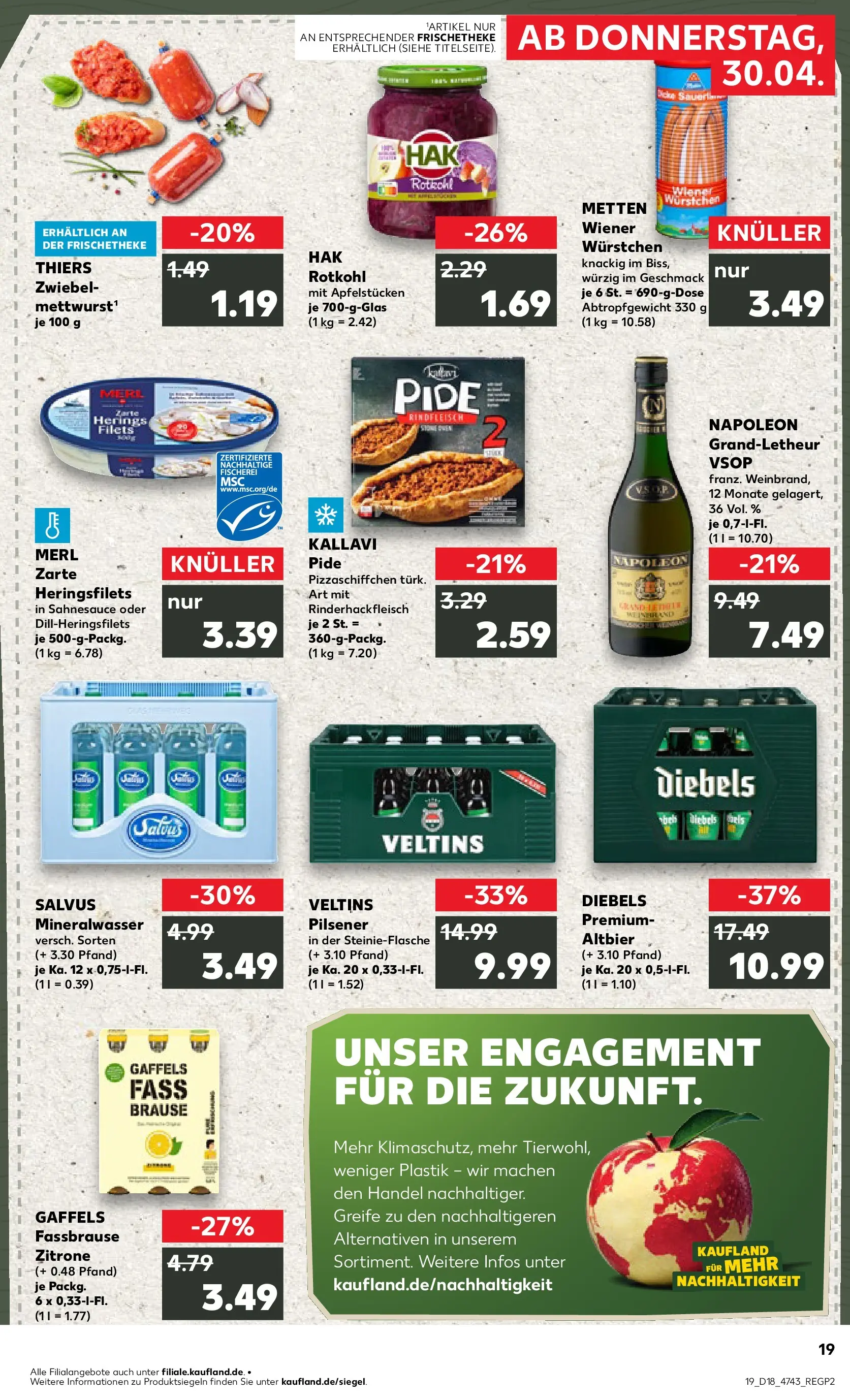 Prospekt Kaufland ab 30.04.2026 » Angebote Online zum Blättern | Seite: 19 | Produkte: Rotkohl, Mineralwasser, Fassbrause, Rindfleisch