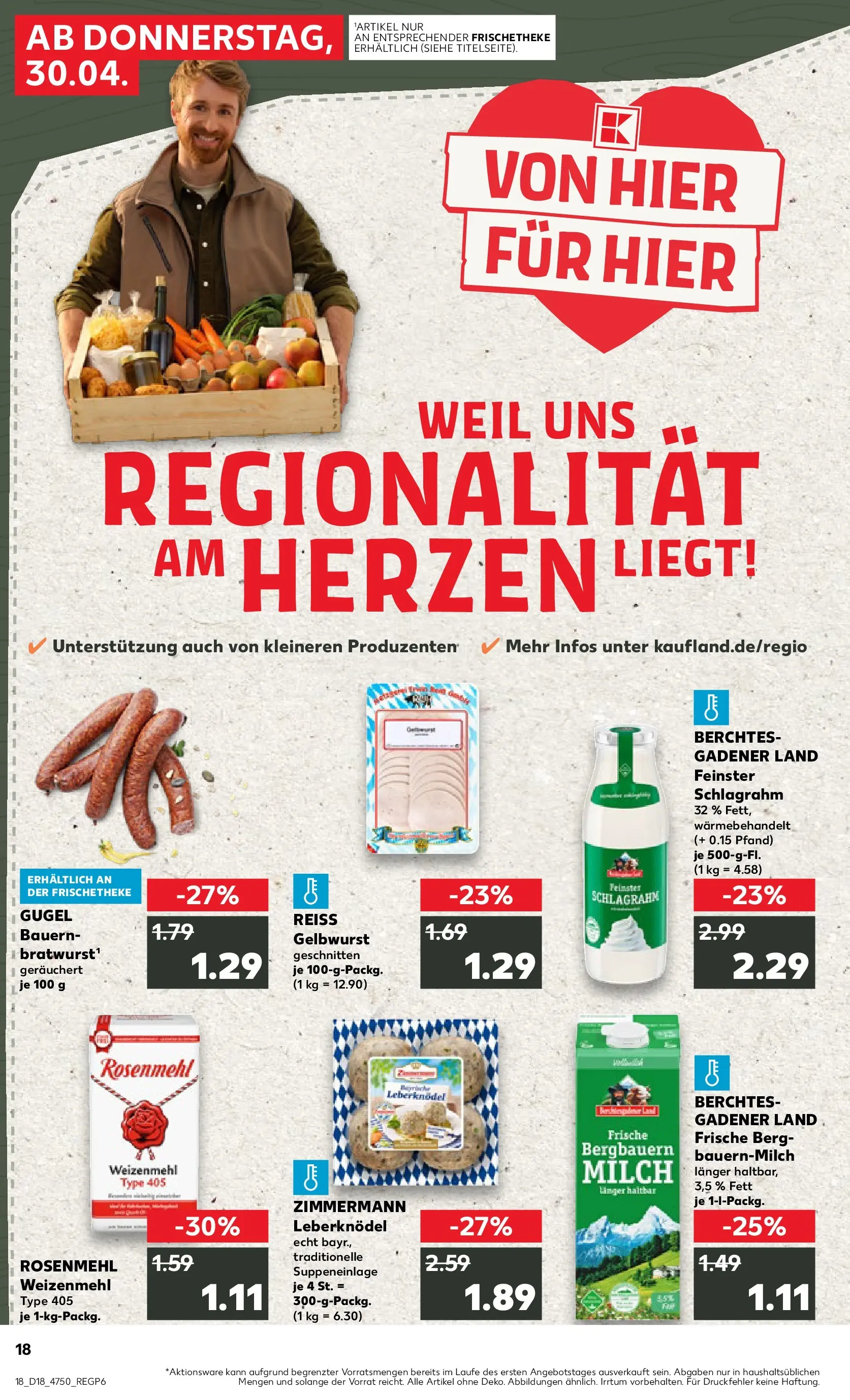 Prospekt Kaufland ab 30.04.2026 » Angebote Online zum Blättern | Seite: 18 | Produkte: Milch, Weizenmehl