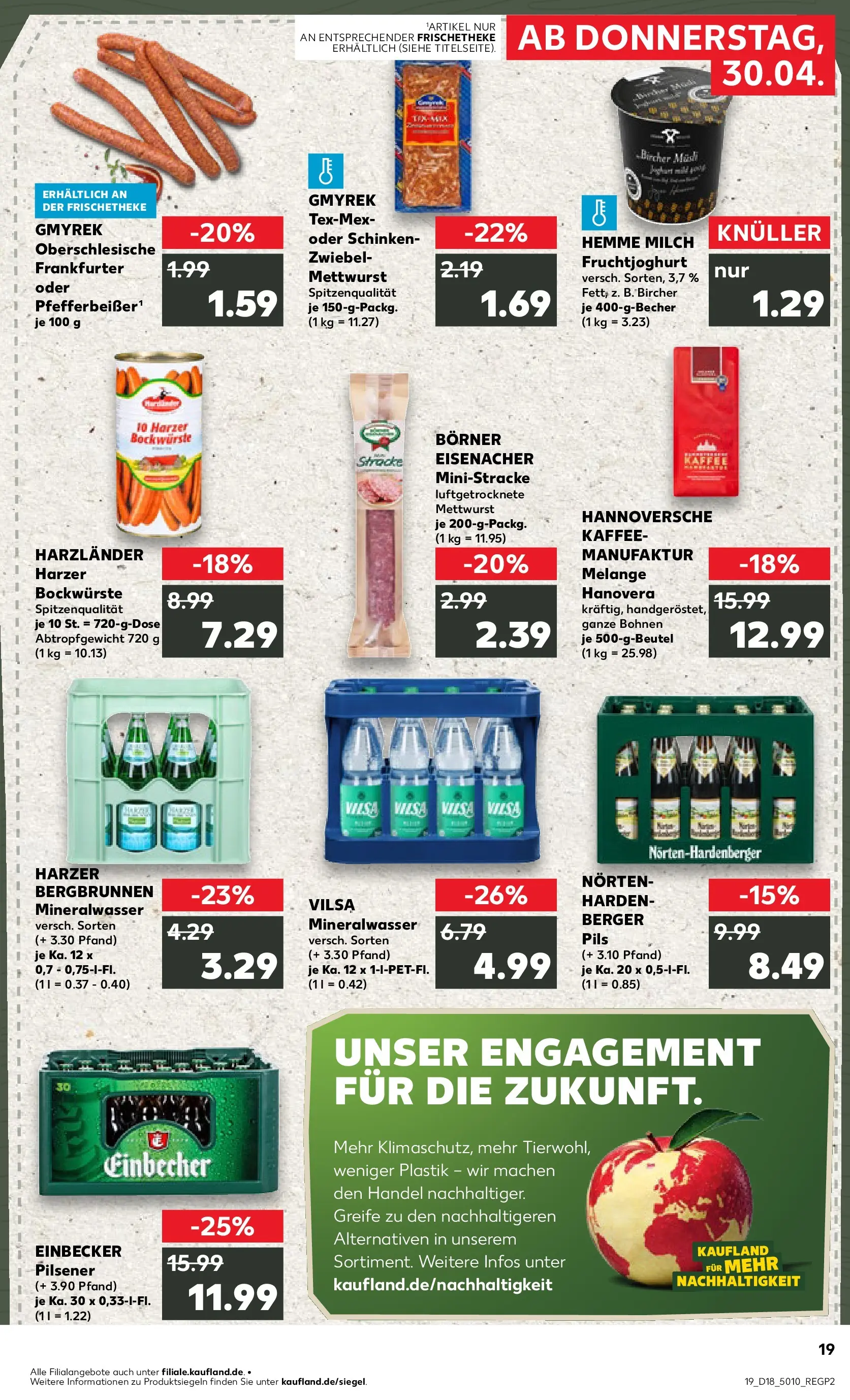 Prospekt Kaufland ab 30.04.2026 » Angebote Online zum Blättern | Seite: 19 | Produkte: Milch, Kaffee, Pils, Mineralwasser