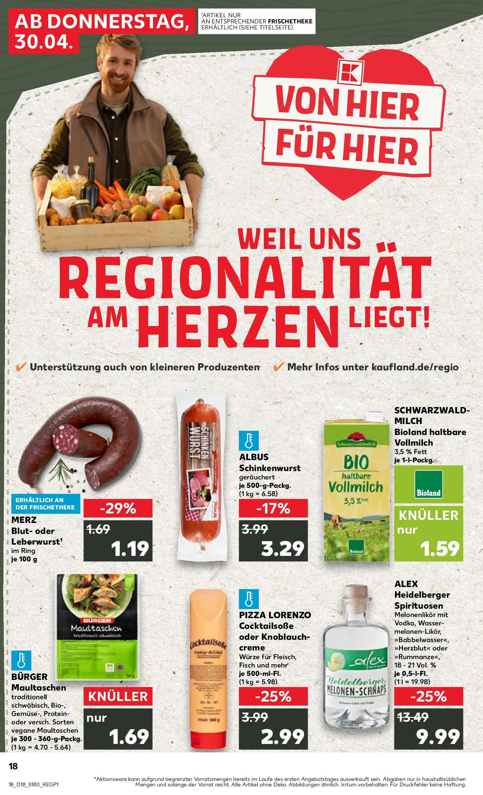 Prospekt Kaufland ab 30.04.2026 » Angebote Online zum Blättern | Seite: 18 | Produkte: Creme, Wasser, Wurst, Knoblauch