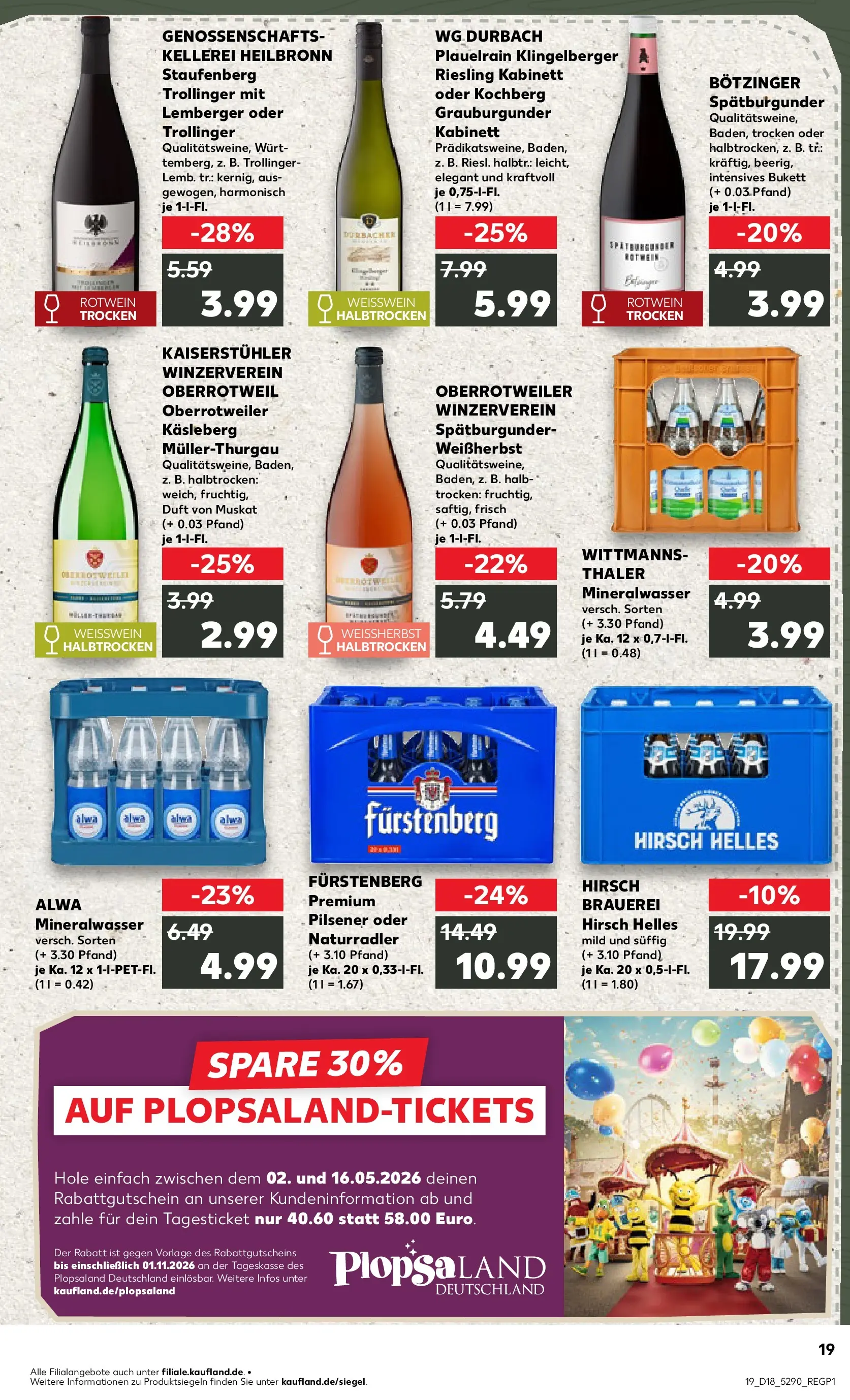 Prospekt Kaufland ab 30.04.2026 » Angebote Online zum Blättern | Seite: 19 | Produkte: Weißwein, Rotwein, Duft, Mineralwasser