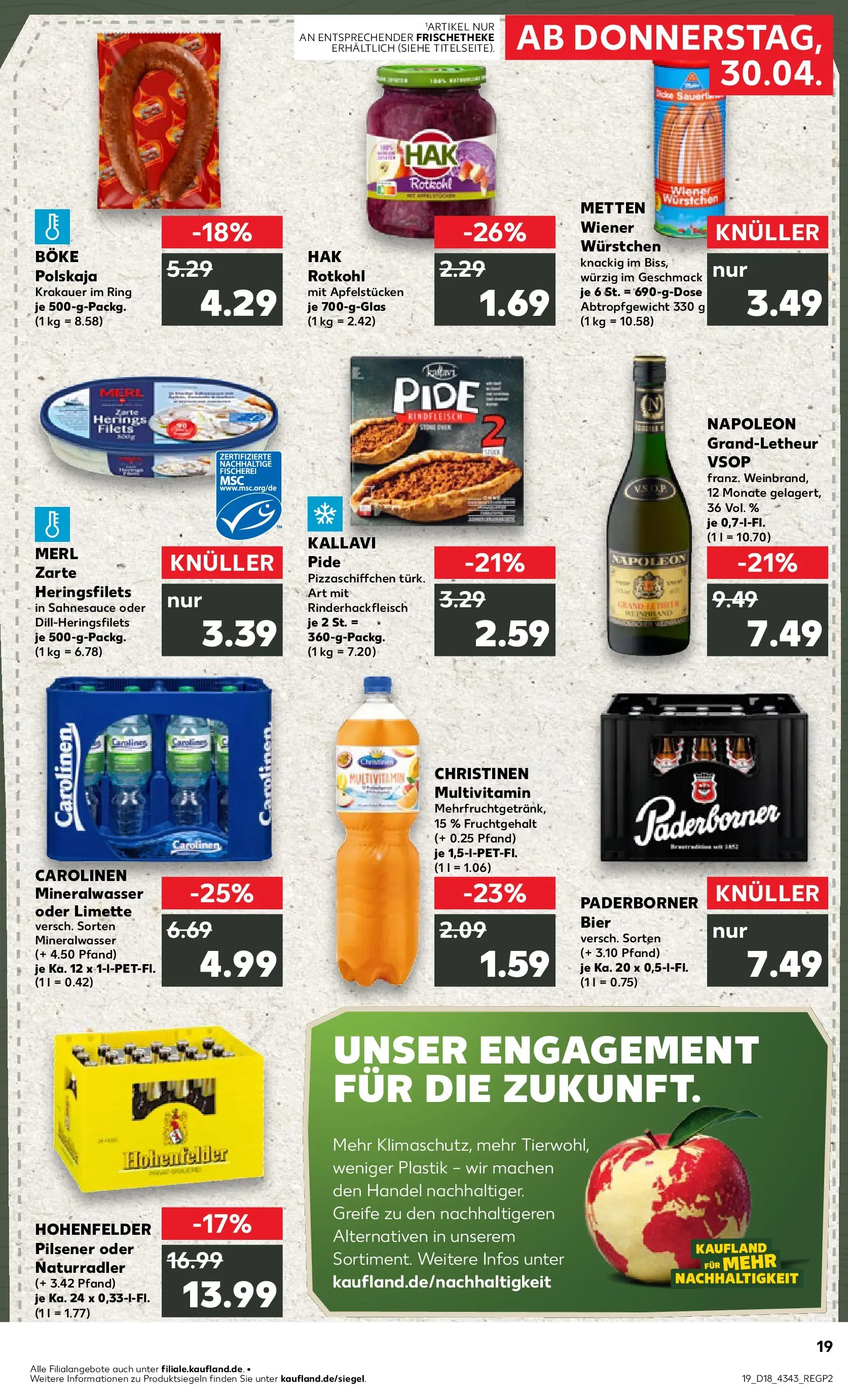 Prospekt Kaufland ab 30.04.2026 » Angebote Online zum Blättern | Seite: 19 | Produkte: Wiener wurstchen, Bier, Mineralwasser, Limette
