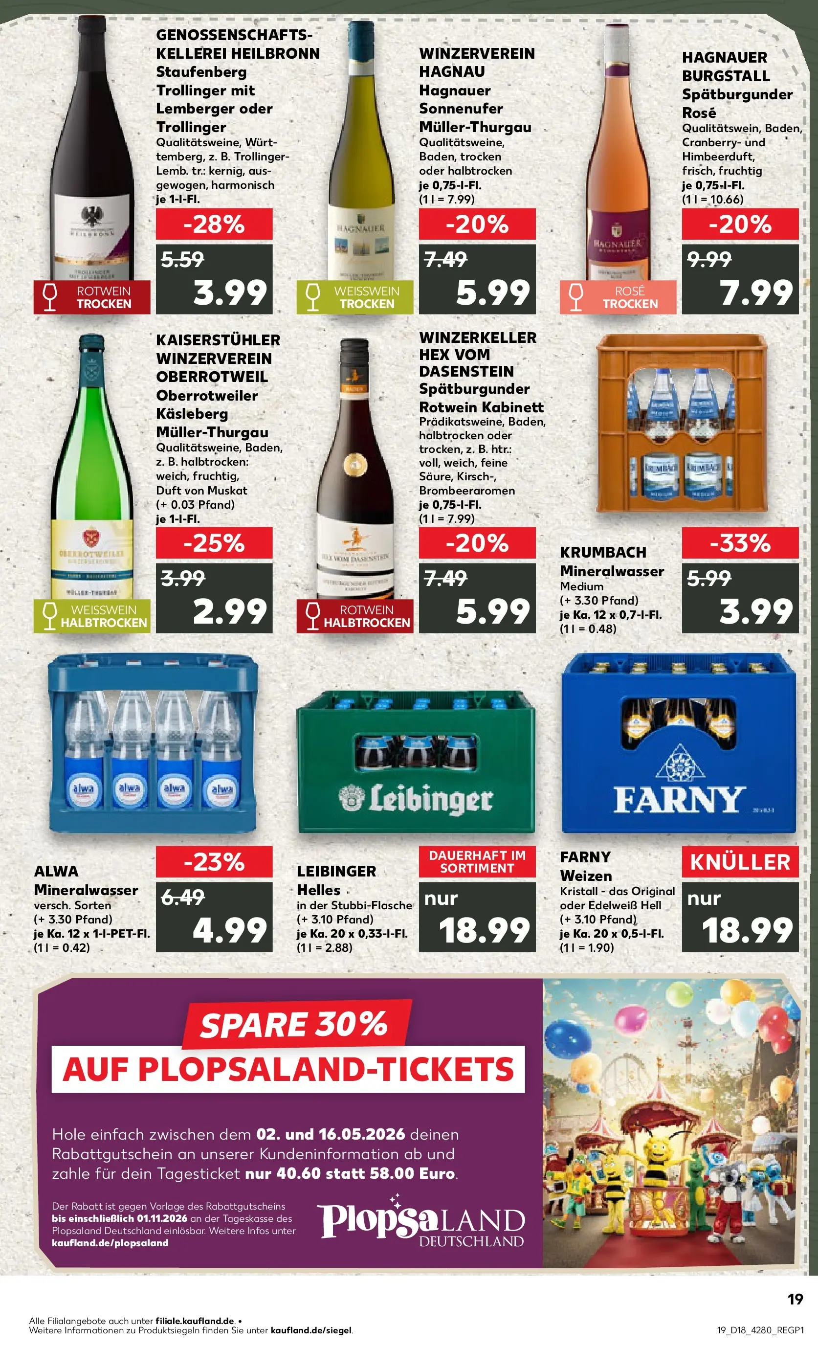 Prospekt Kaufland ab 30.04.2026 » Angebote Online zum Blättern | Seite: 19 | Produkte: Weißwein, Rotwein, Duft, Mineralwasser