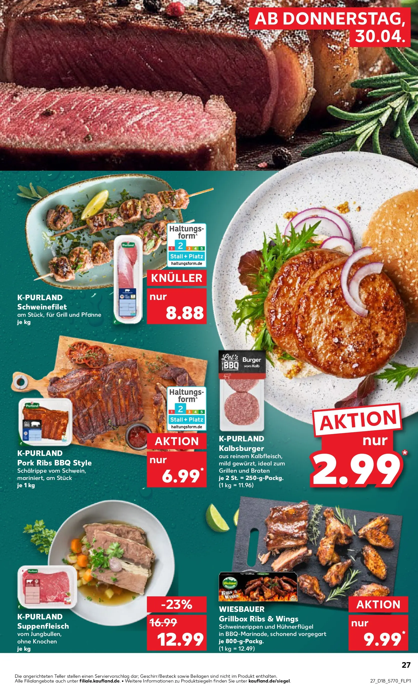 Prospekt Kaufland ab 30.04.2026 » Angebote Online zum Blättern | Seite: 27 | Produkte: Grill, Burger, Schweinefilet, Suppenfleisch