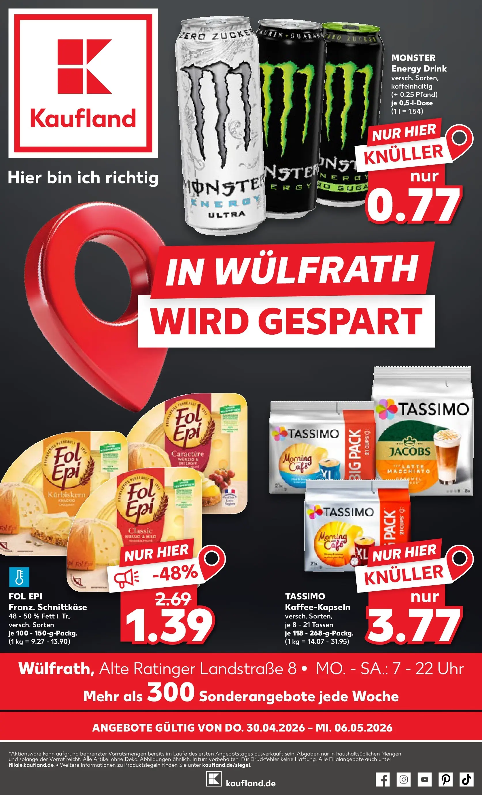 Prospekt Kaufland ab 30.04.2026 » Angebote Online zum Blättern | Seite: 1 | Produkte: Energy, Monster, Tassimo, Uhr