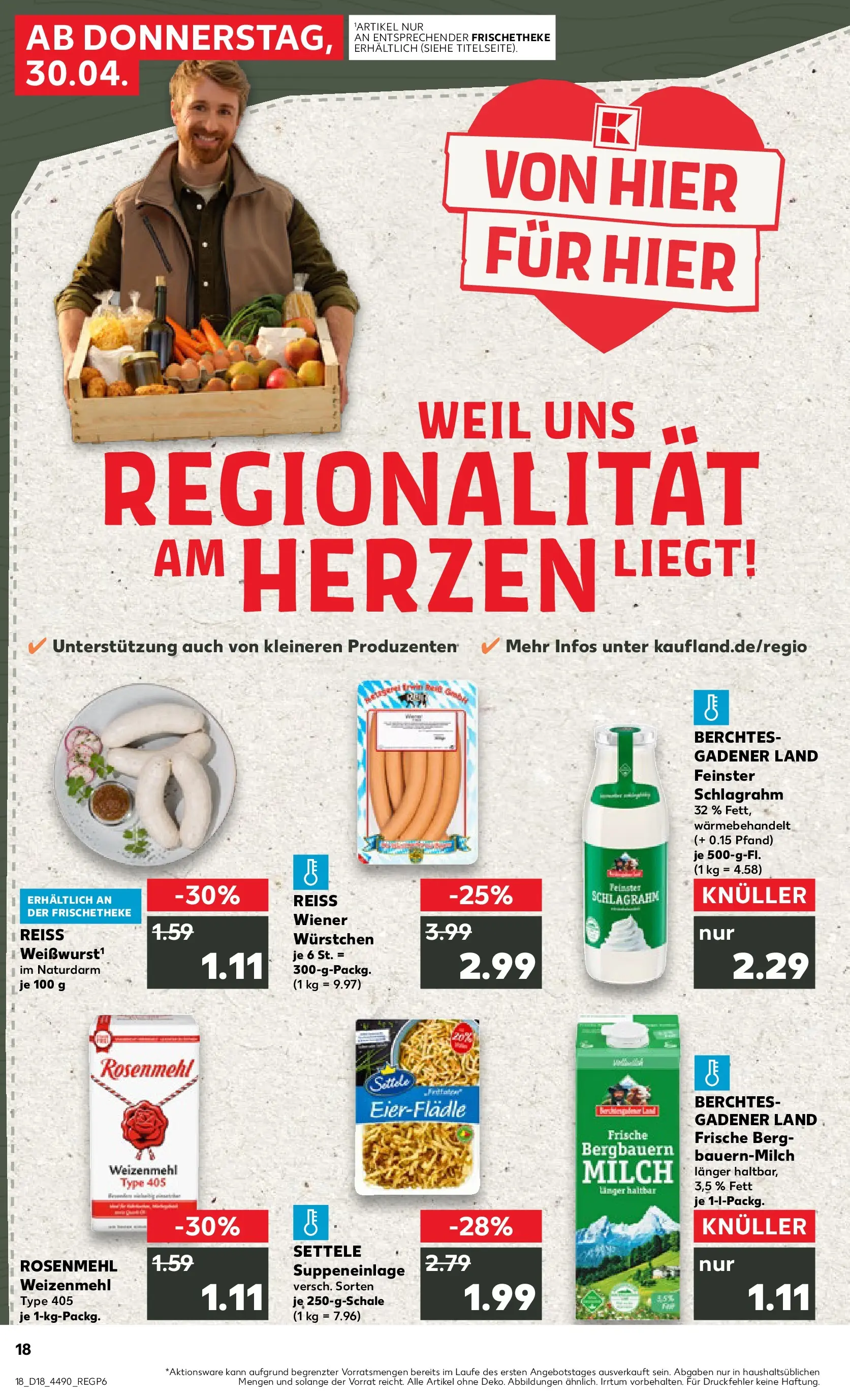 Prospekt Kaufland ab 30.04.2026 » Angebote Online zum Blättern | Seite: 18 | Produkte: Wiener wurstchen, Milch, Weizenmehl